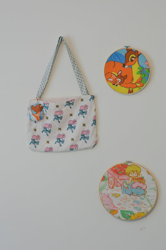 Swan lake vintage textile tote