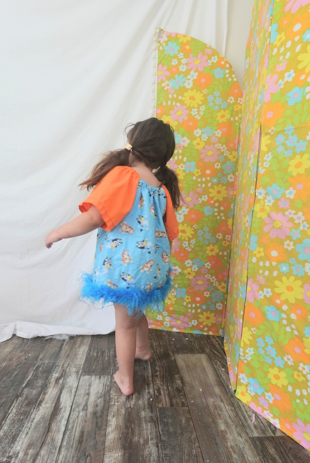 OOAK Handmade vintage textile kids dress size 3/4