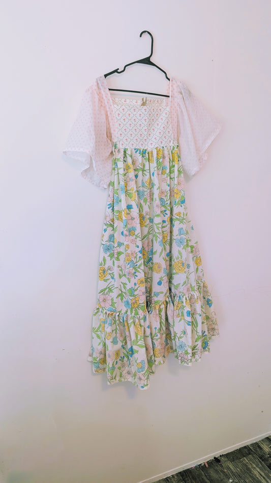 OOAK Handmade vintage textile dress size S