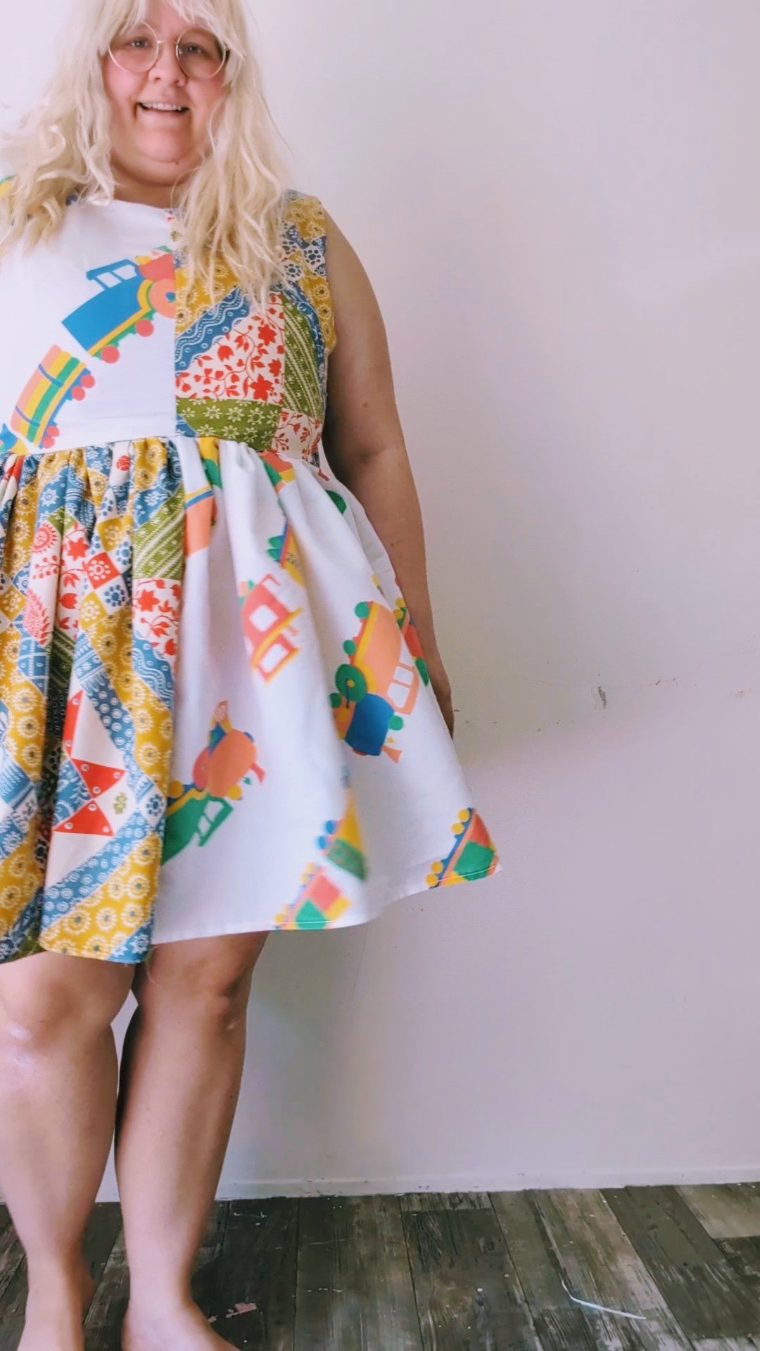OOAK Handmade vintage textile dress size 1X