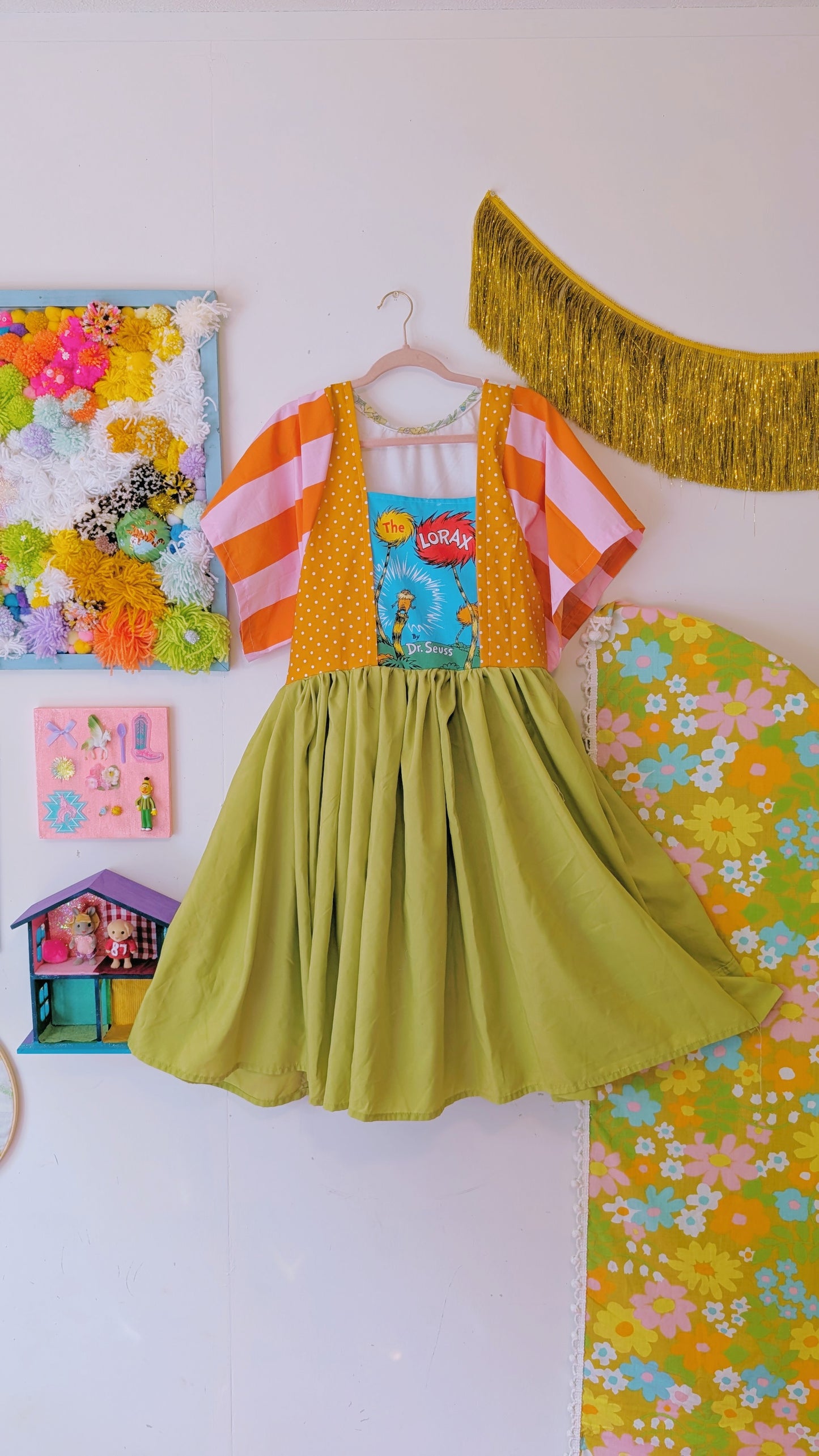 OOAK Handmade vintage textile dress size Sm