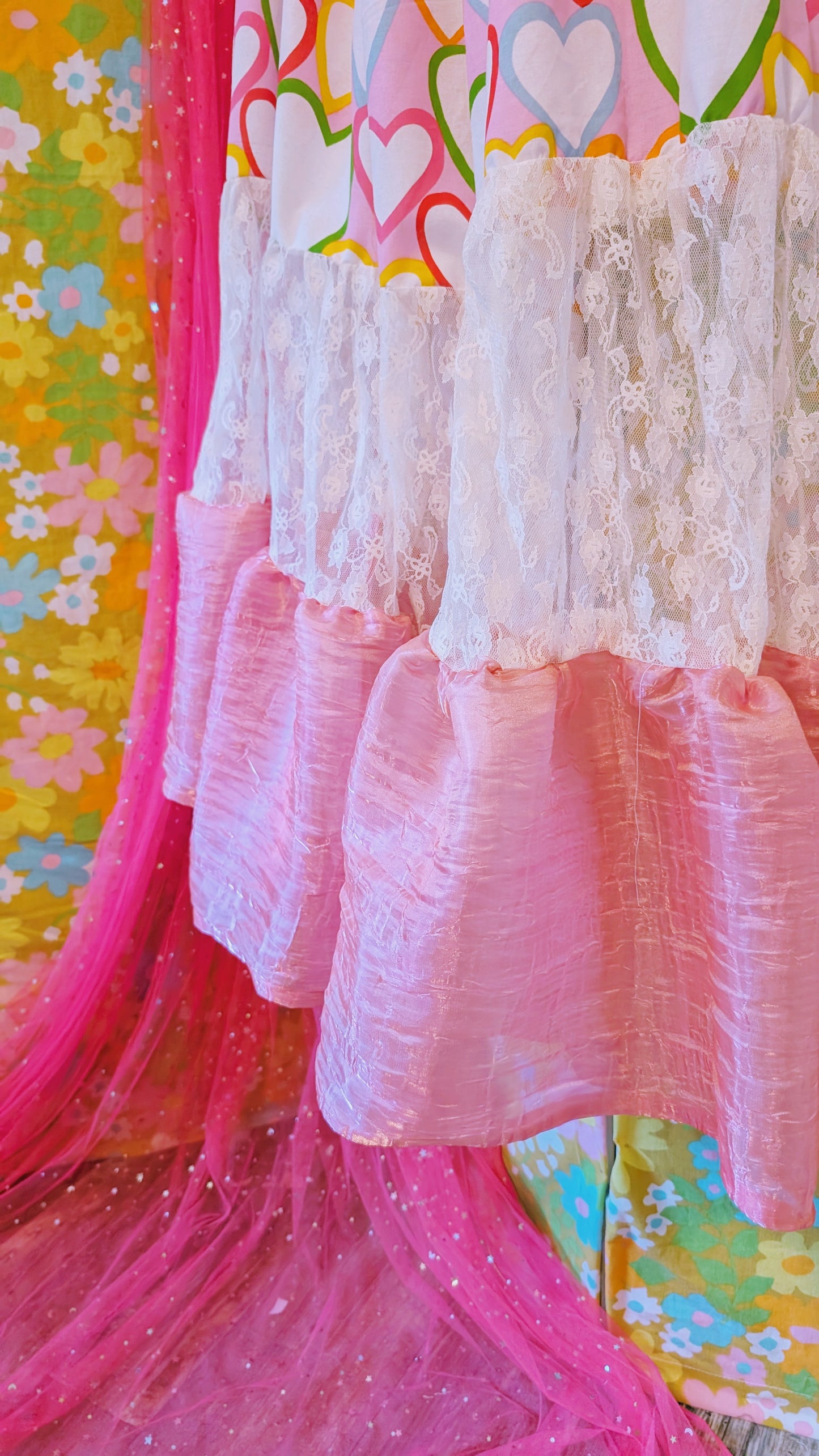 OOAK Handmade vintage textile dress size XL