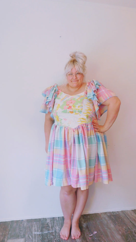 OOAK Handmade vintage textile dress 2x-3x