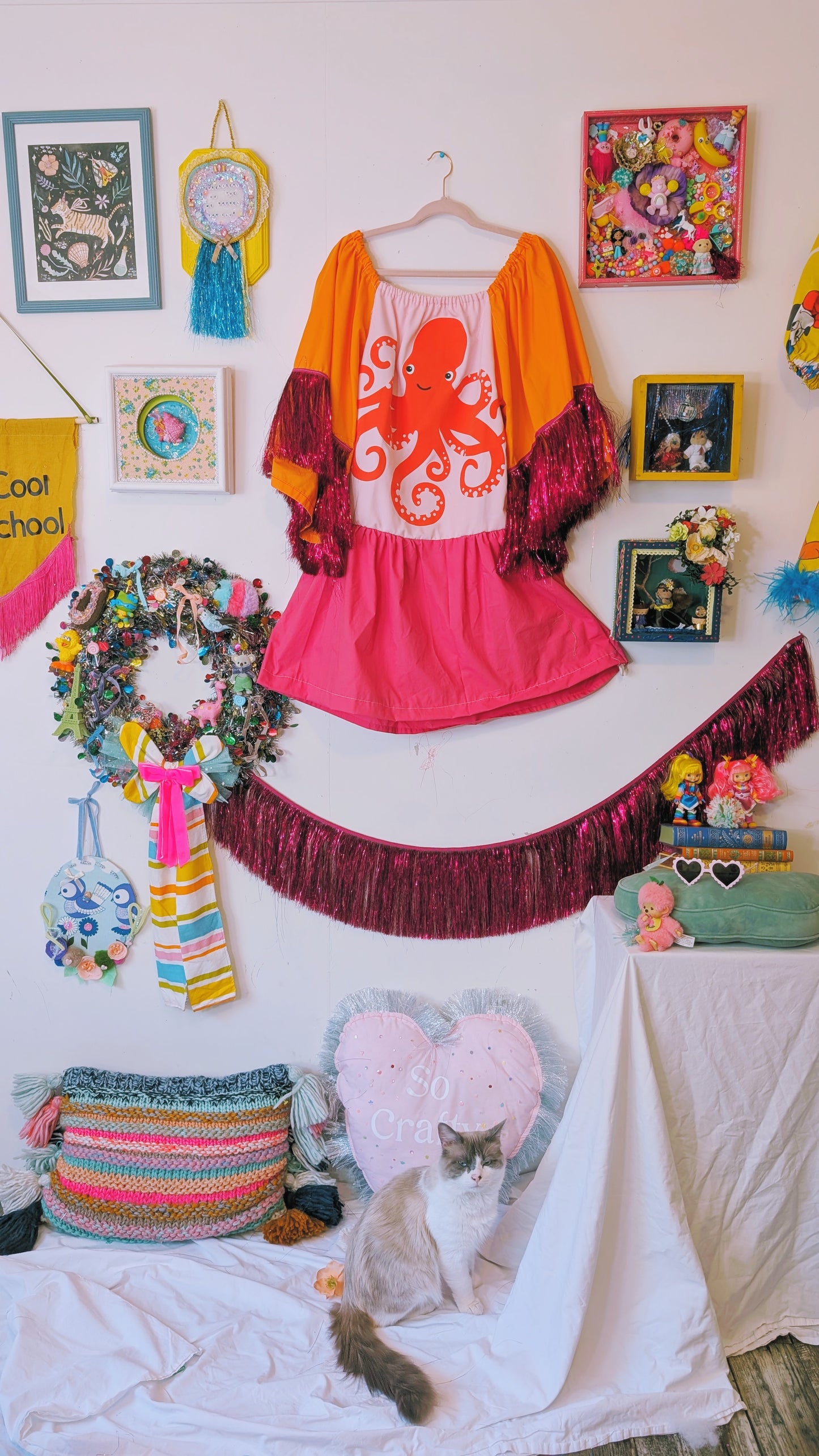 Handmade vintage textile dress size M/L