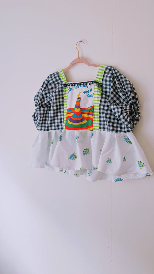 OOAK Handmade vintage textile dress size S/ M