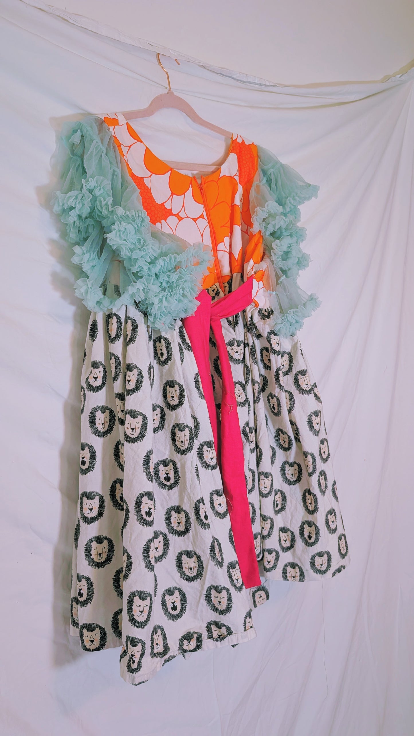 OOAK Handmade vintage textile dress size L/XL