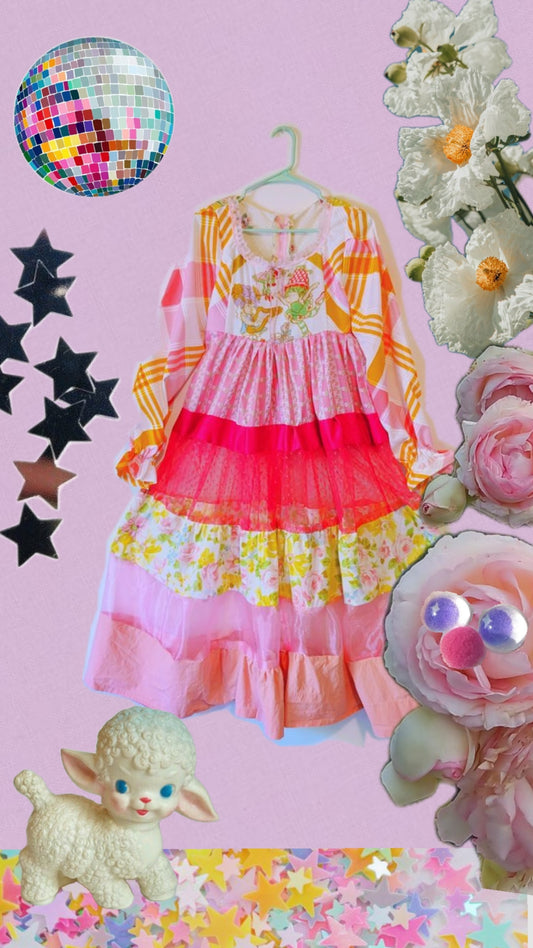 Handmade vintage textile dress size M/L