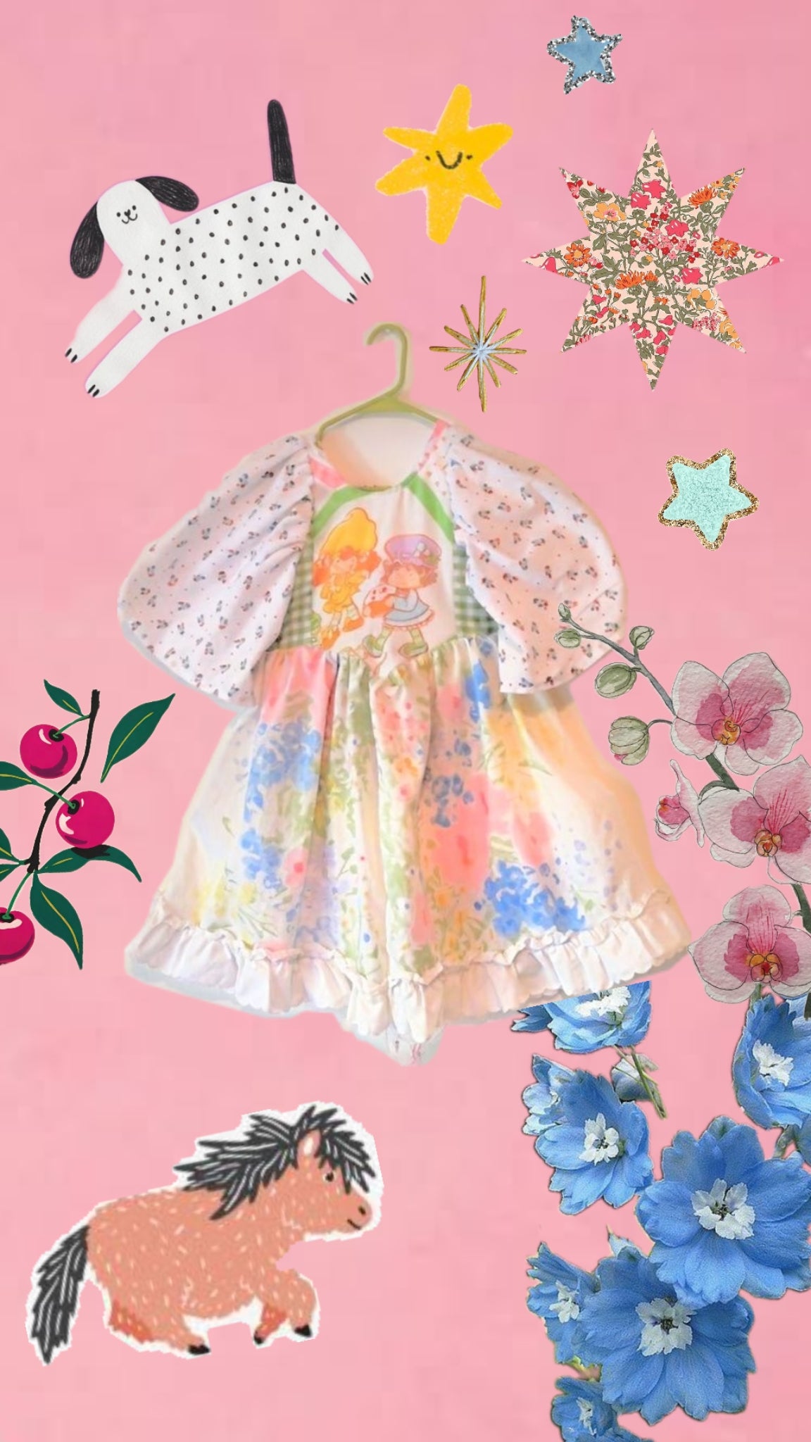 Handmade vintage textile dress size S/M