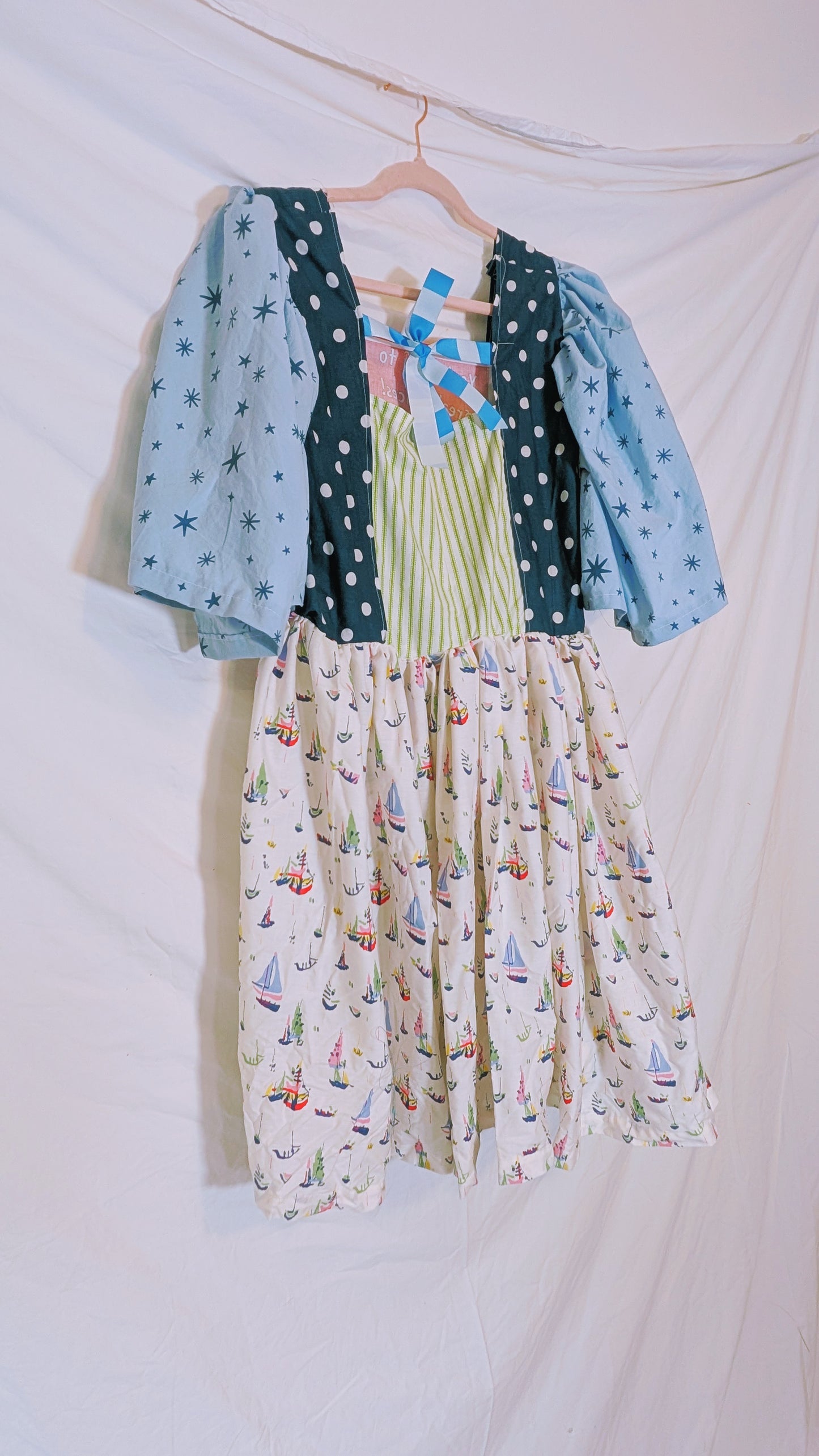 OOAK Handmade vintage textile dress size M