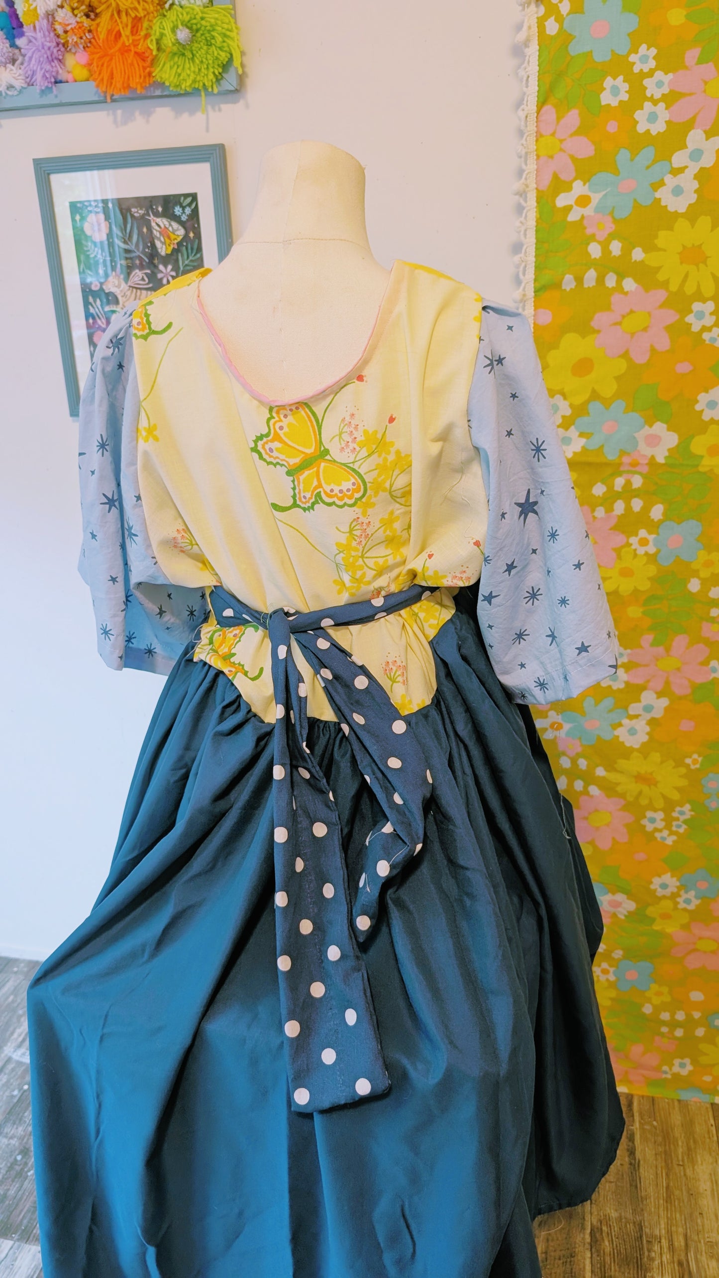 OOAK Handmade vintage textile dress size LG