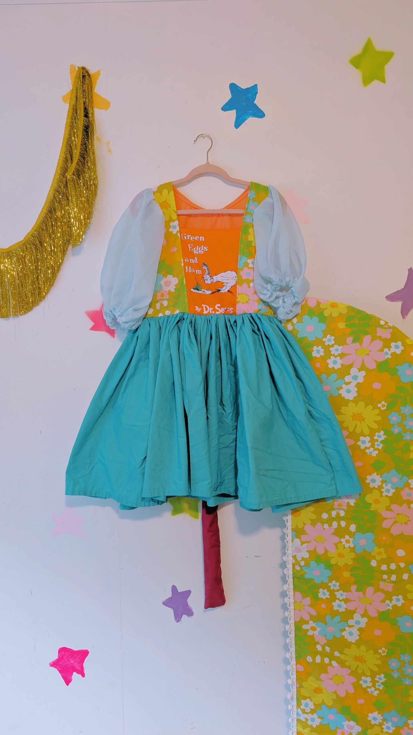 OOAK Handmade vintage textile dress size Sm