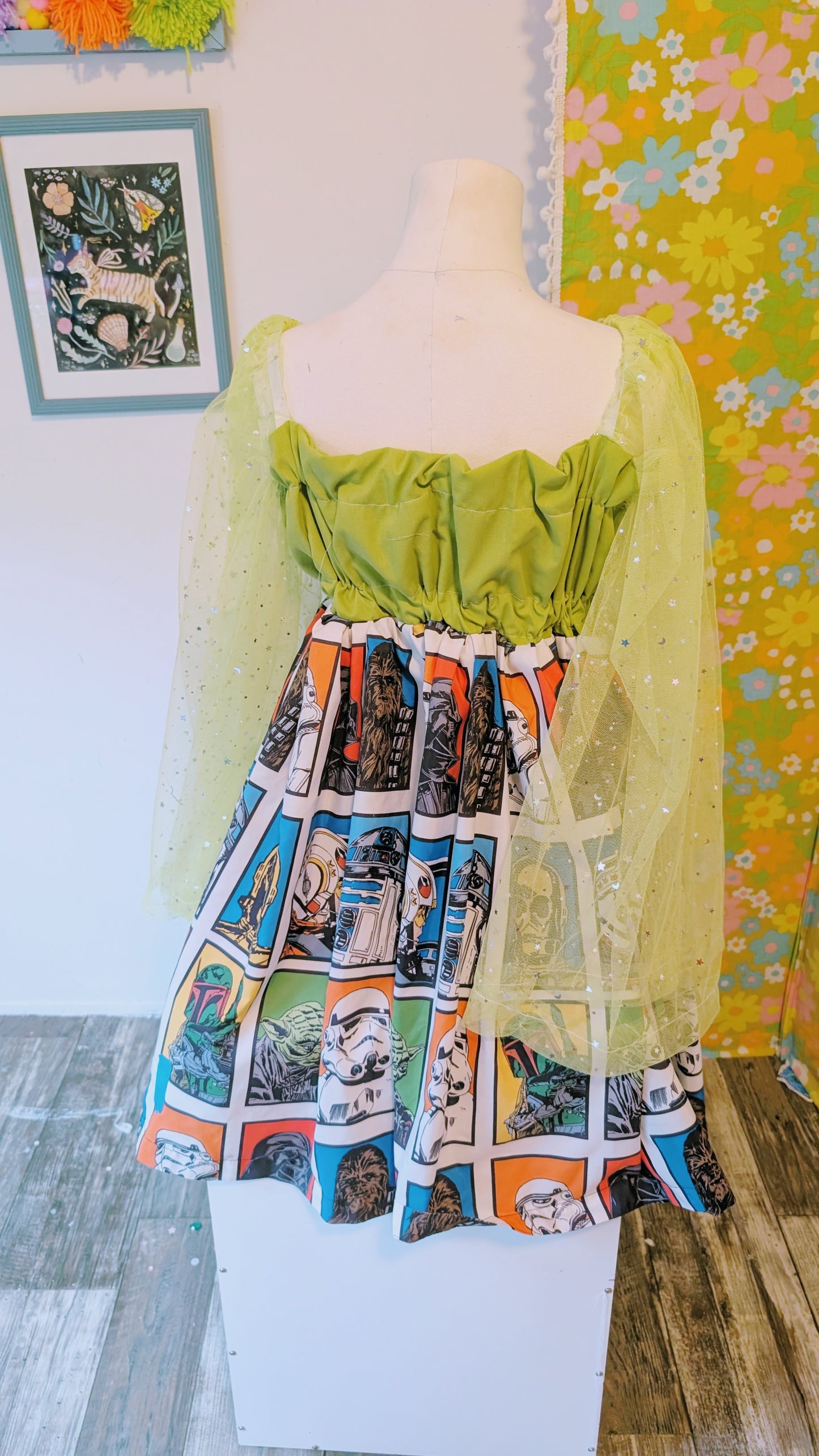 OOAK Handmade vintage textile dress size Sm