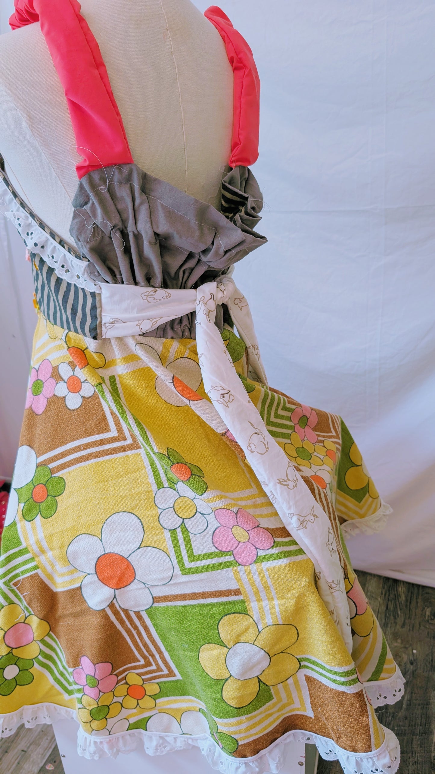 OOAK Handmade vintage textile dress size S