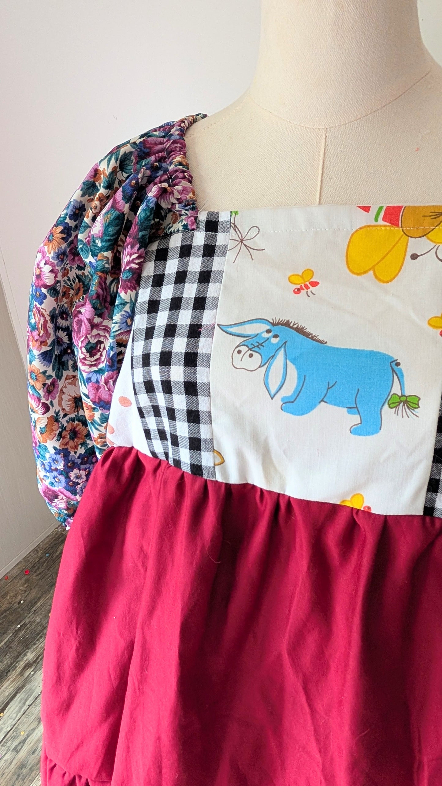 OOAK Handmade vintage textile dress size M/L