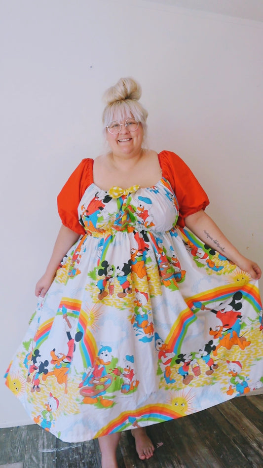 OOAK Handmade vintage textile dress XL -3x