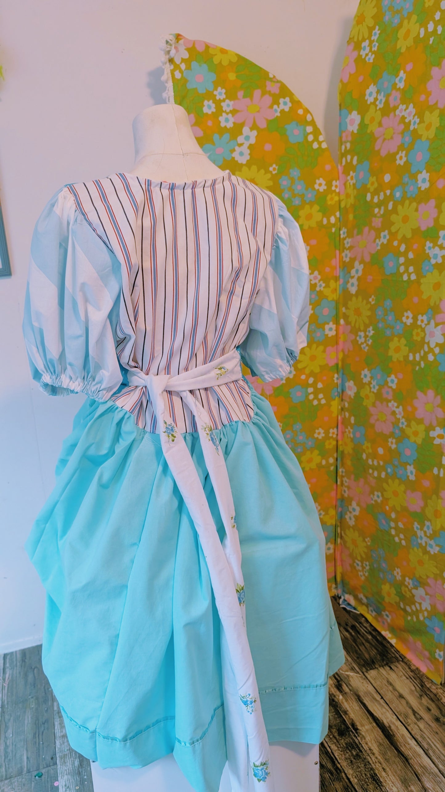 OOAK Handmade vintage textile dress size Sm
