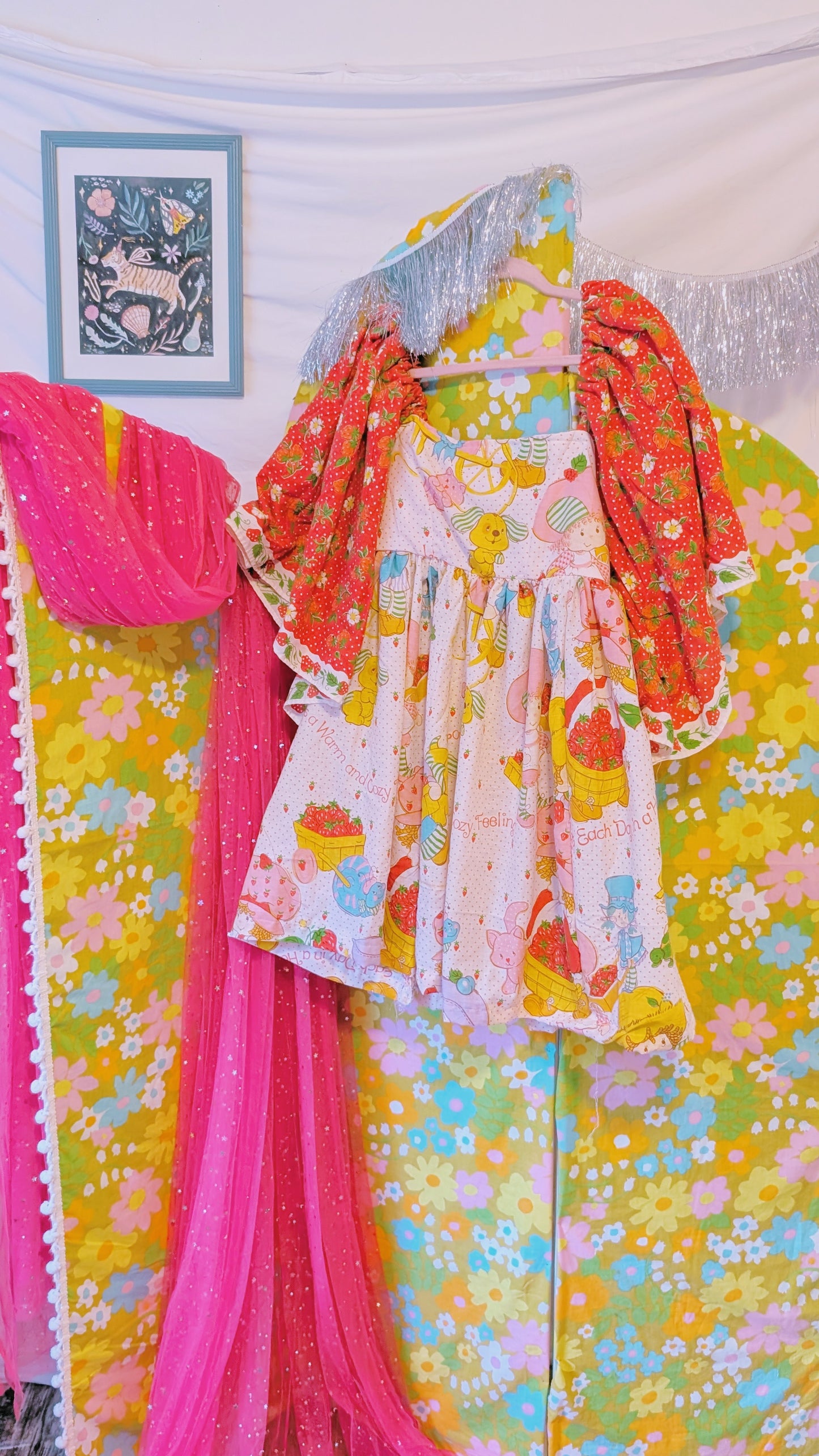 OOAK Handmade vintage textile dress size Lg