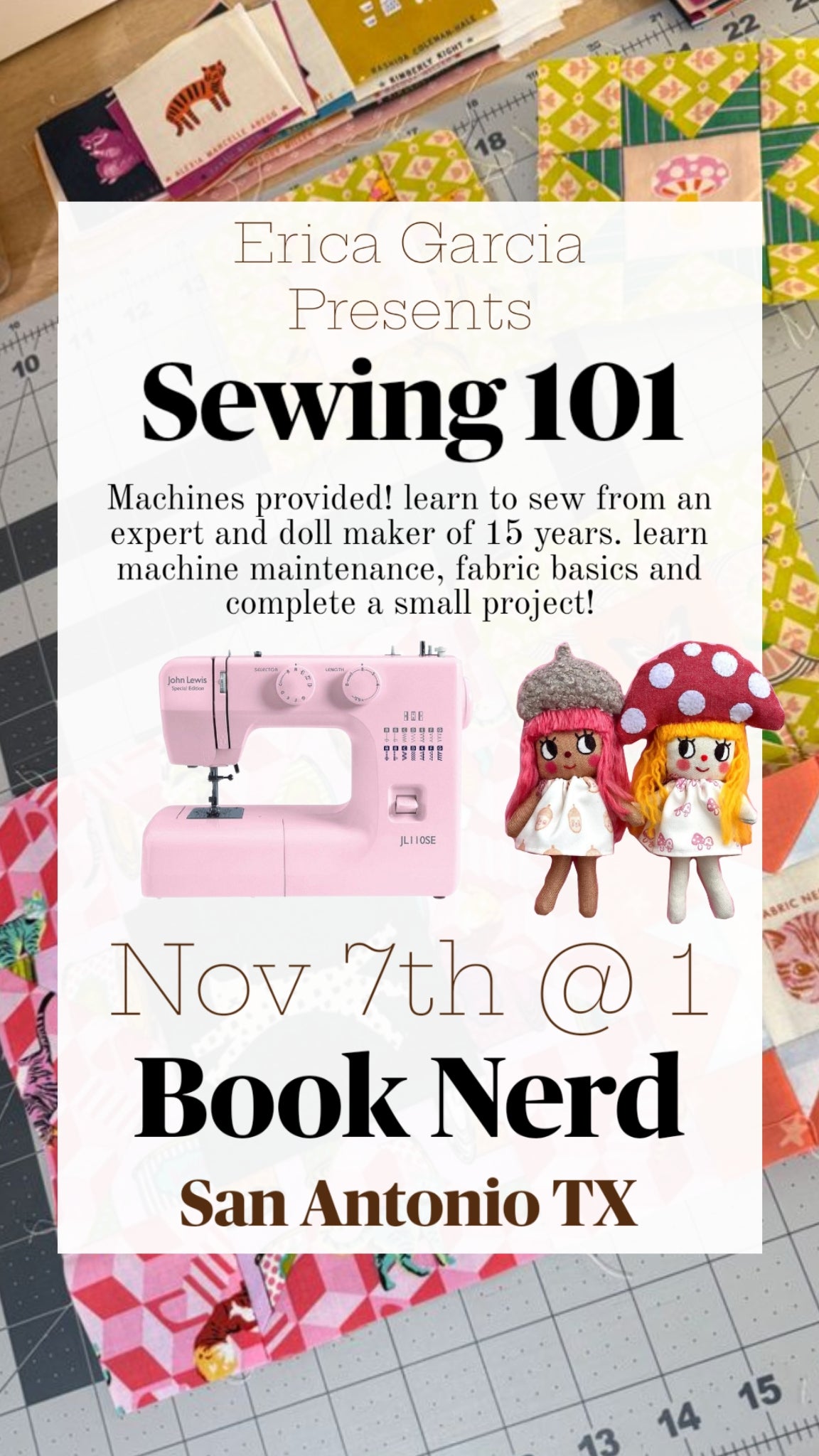 Sewing 101- learn from an expert NOV 7th