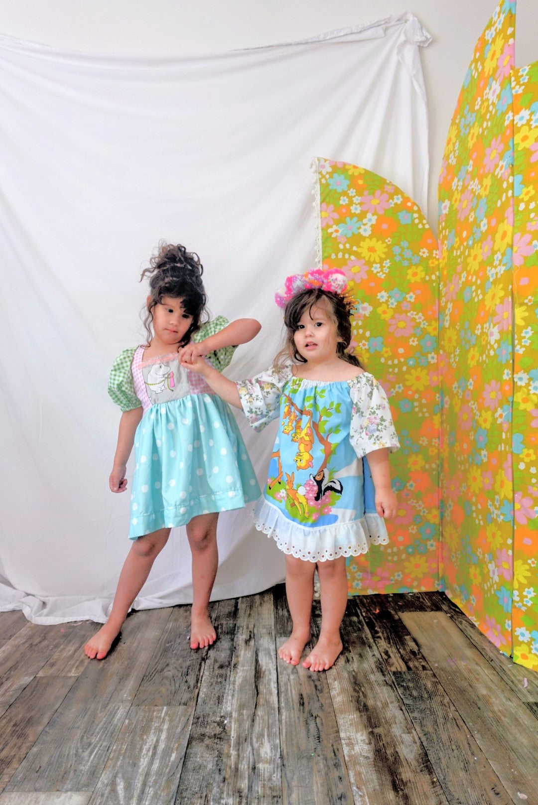 OOAK Handmade vintage textile kids dress size 3/4