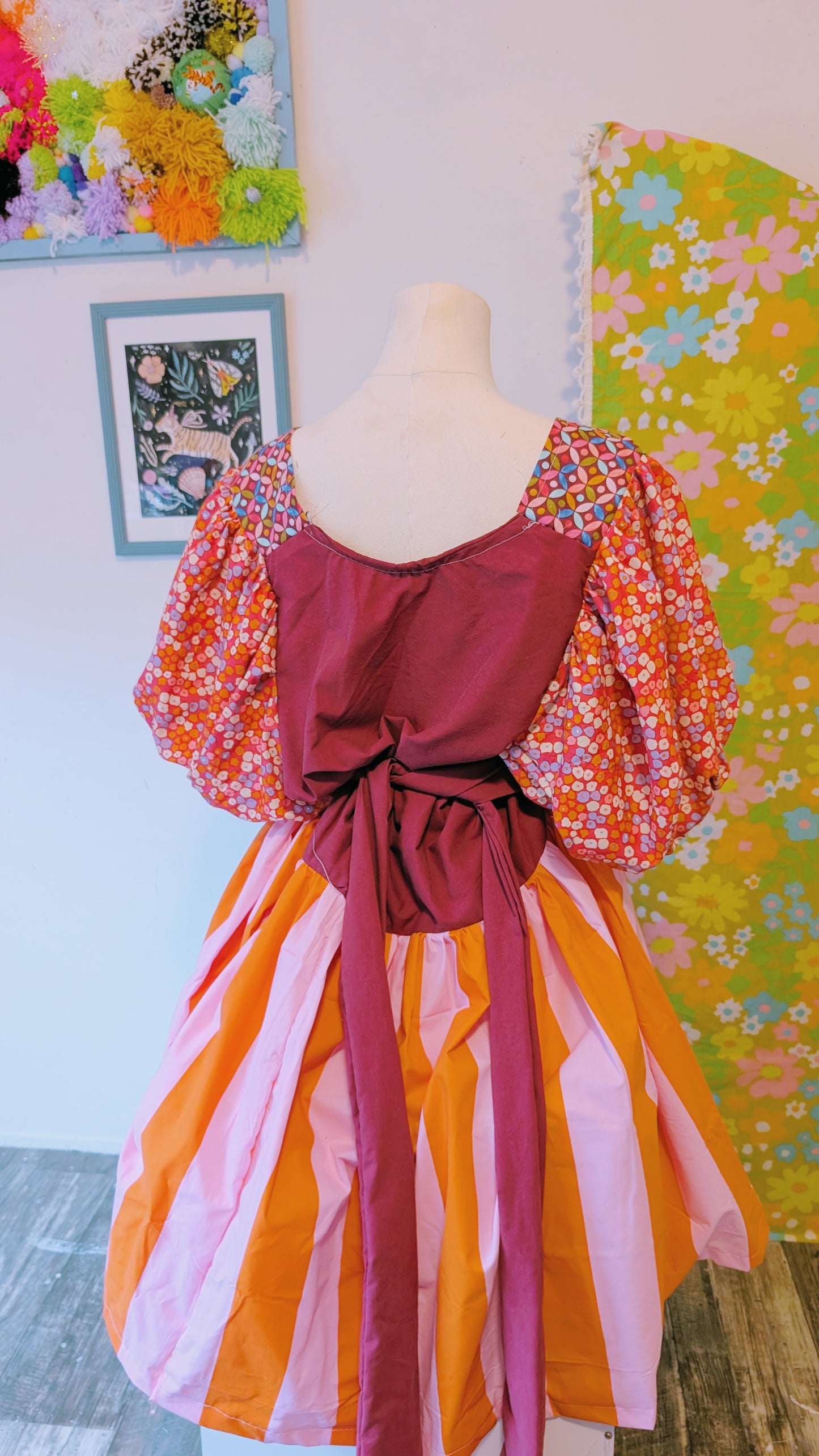 OOAK Handmade vintage textile dress size 1X