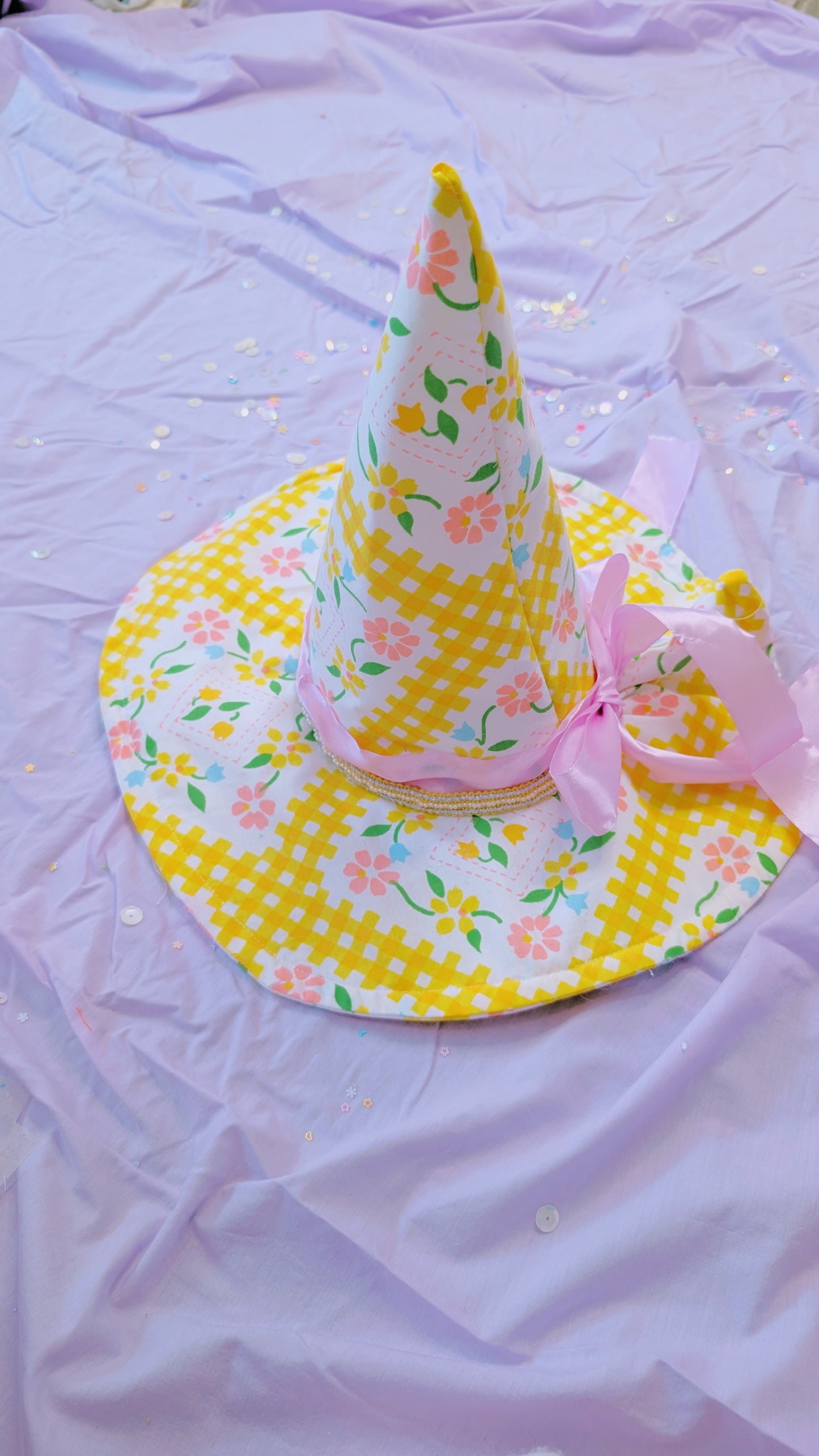 OOAK KIDS witch hat- yellow vintage