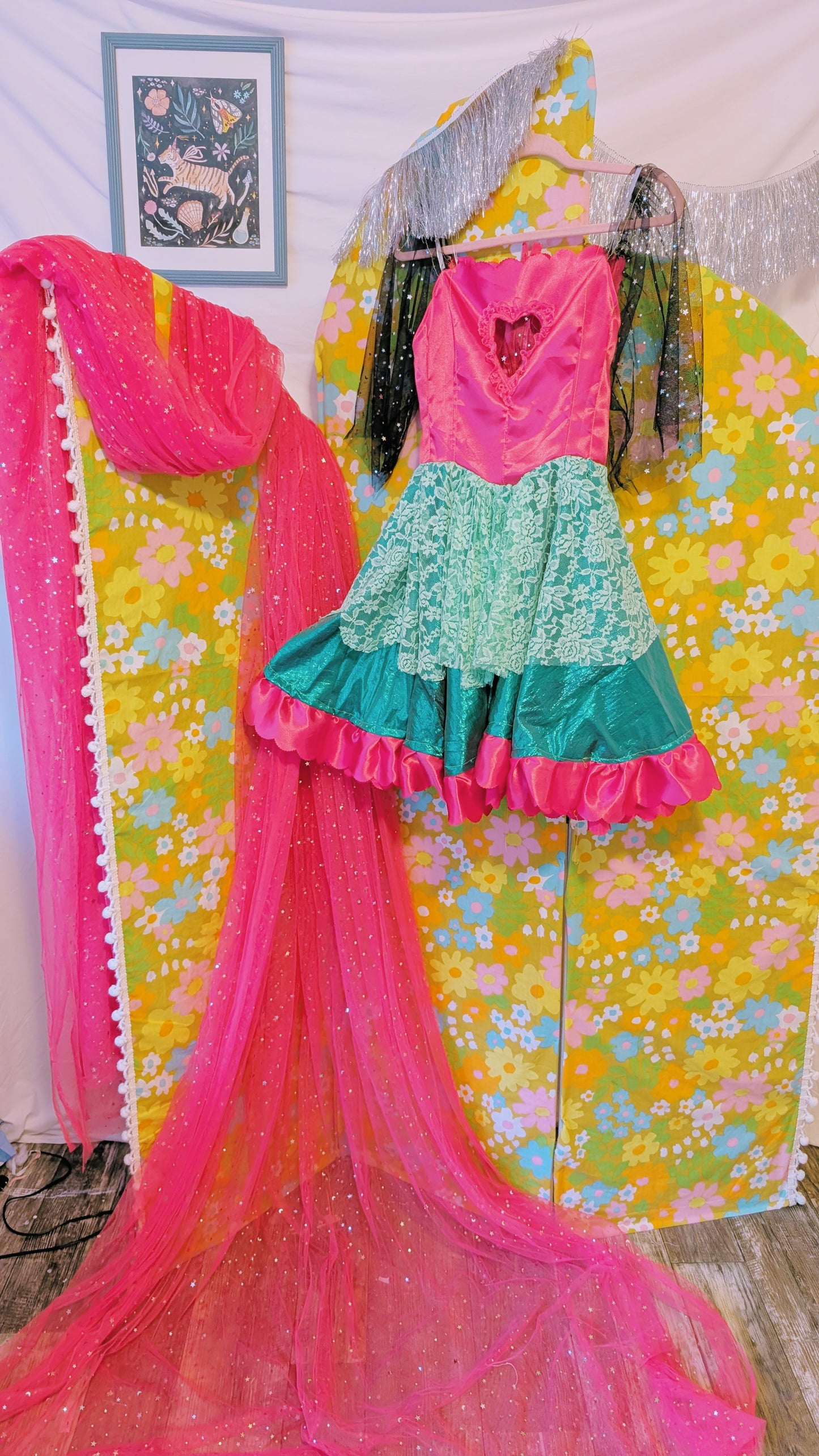OOAK Handmade vintage textile dress size xxs