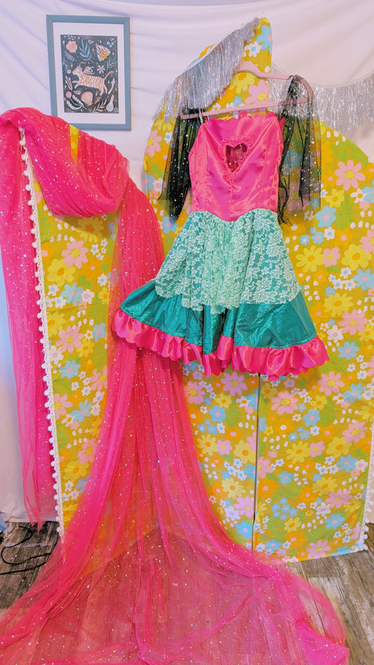 OOAK Handmade vintage textile dress size xxs