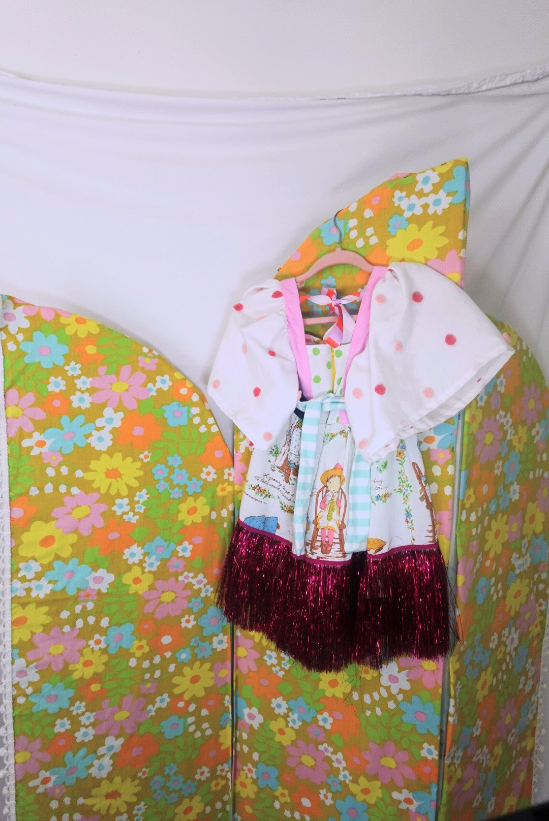 OOAK Handmade vintage textile kids dress size 6/7