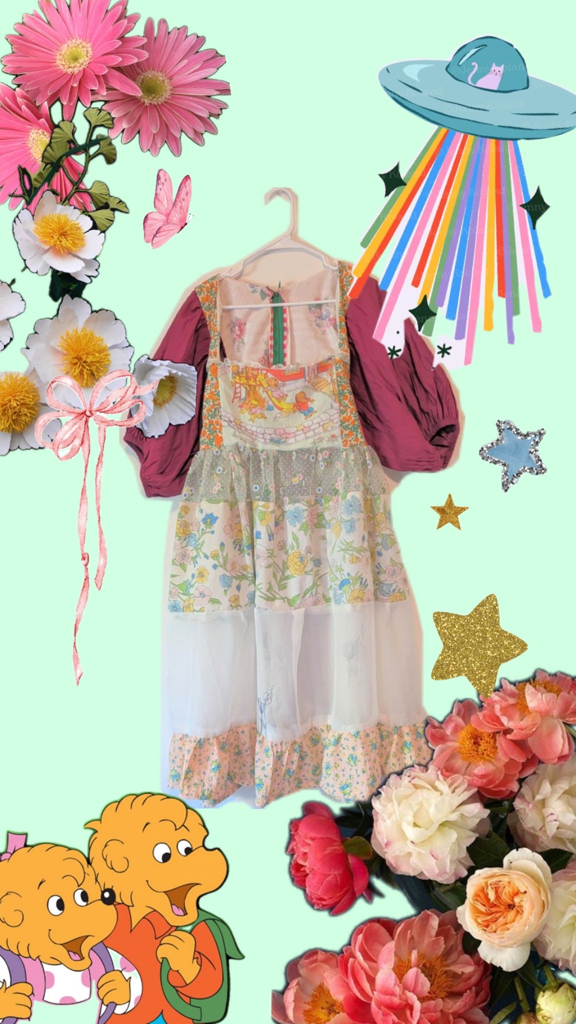 Handmade vintage textile dress size L