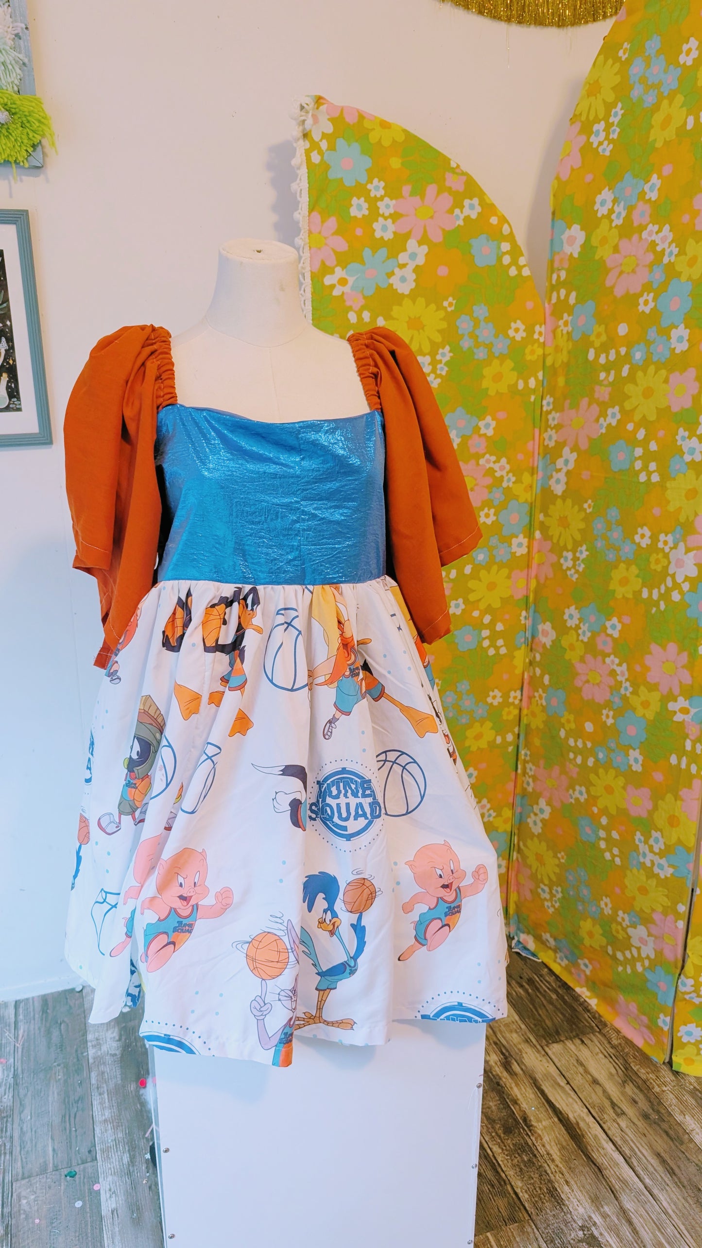 OOAK Handmade vintage textile dress size M