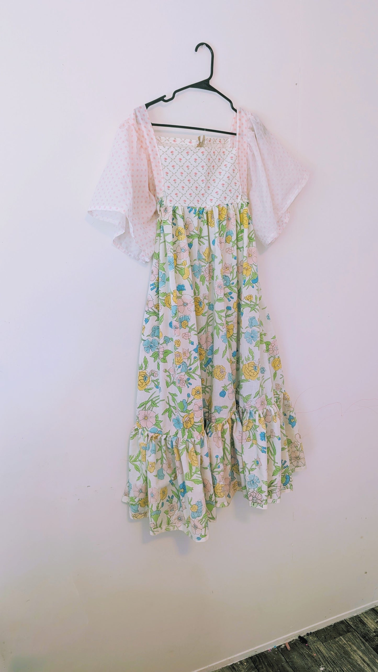 OOAK Handmade vintage textile dress size S