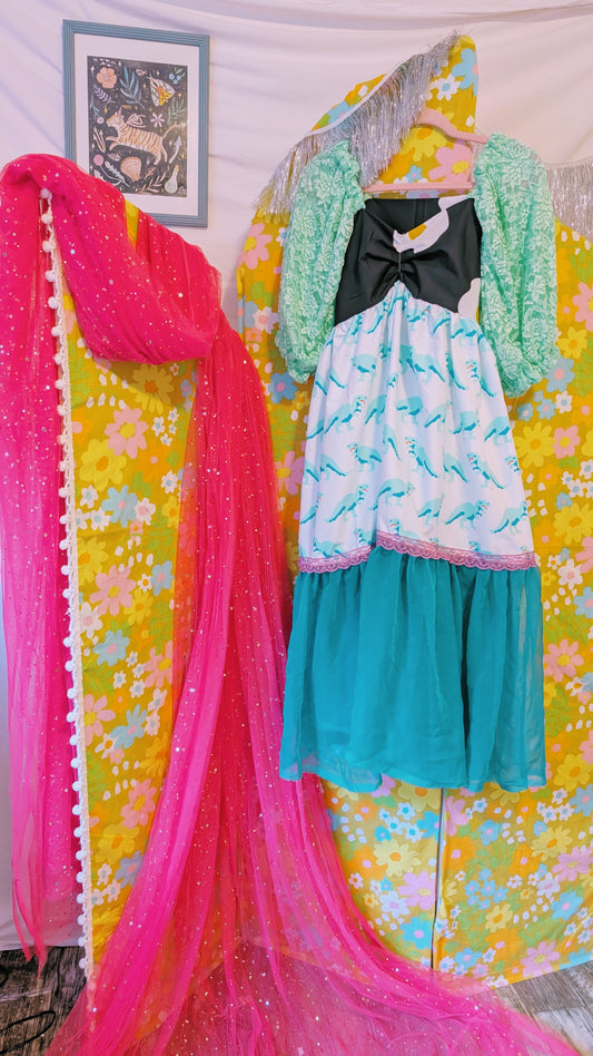 OOAK Handmade vintage textile dress size S