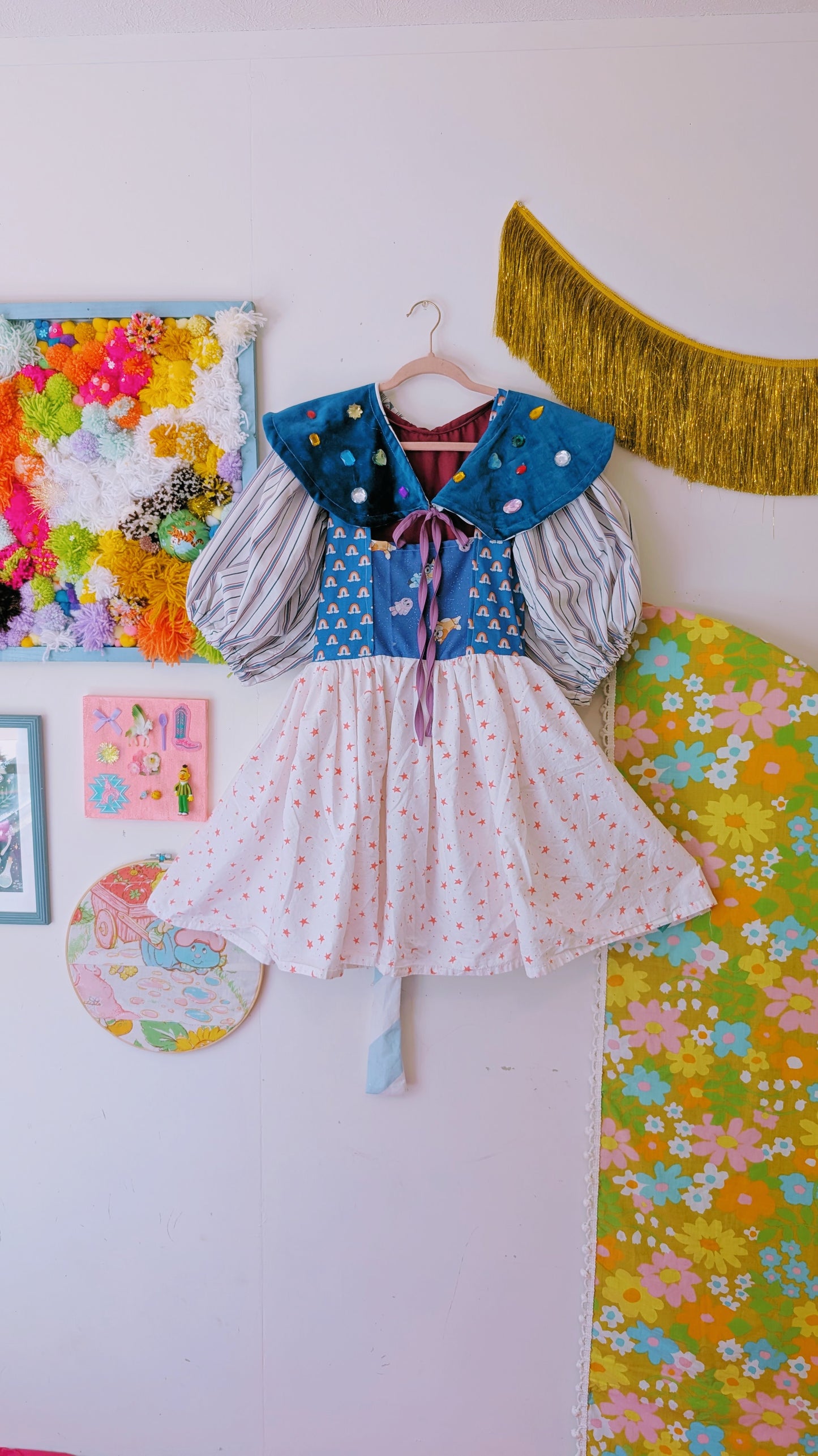 OOAK Handmade vintage textile dress size lg