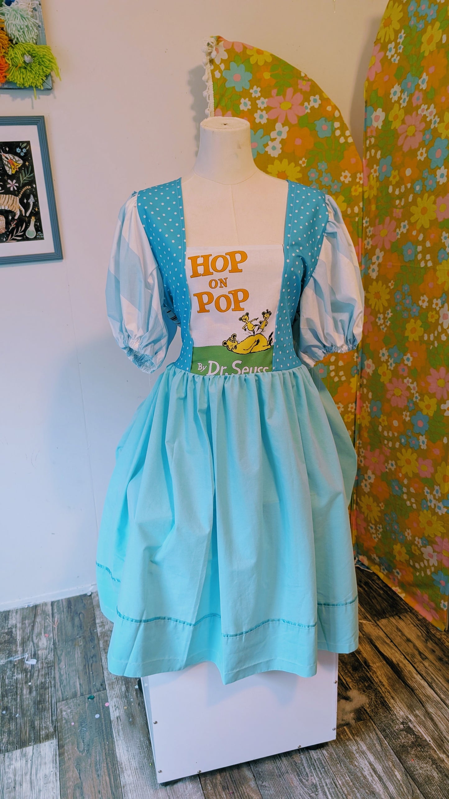 OOAK Handmade vintage textile dress size Sm