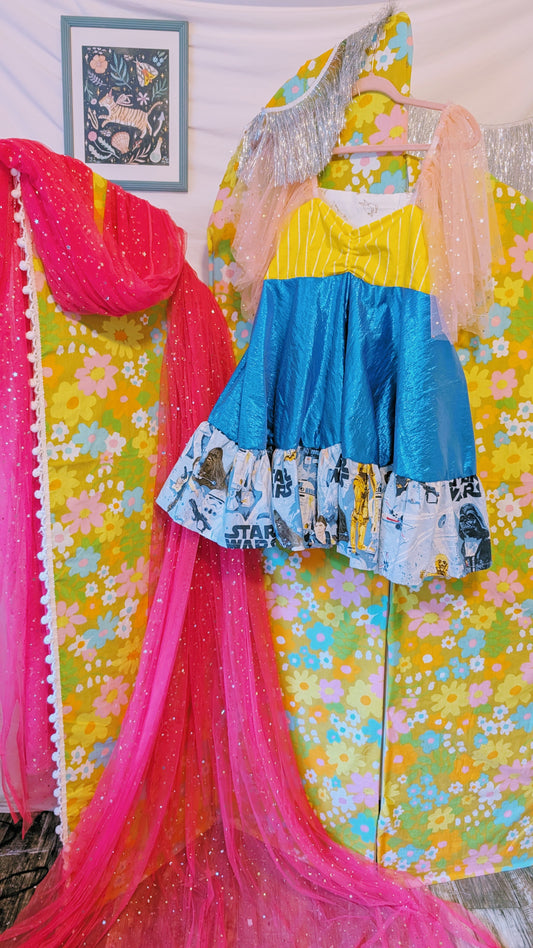 OOAK Handmade vintage textile dress size L