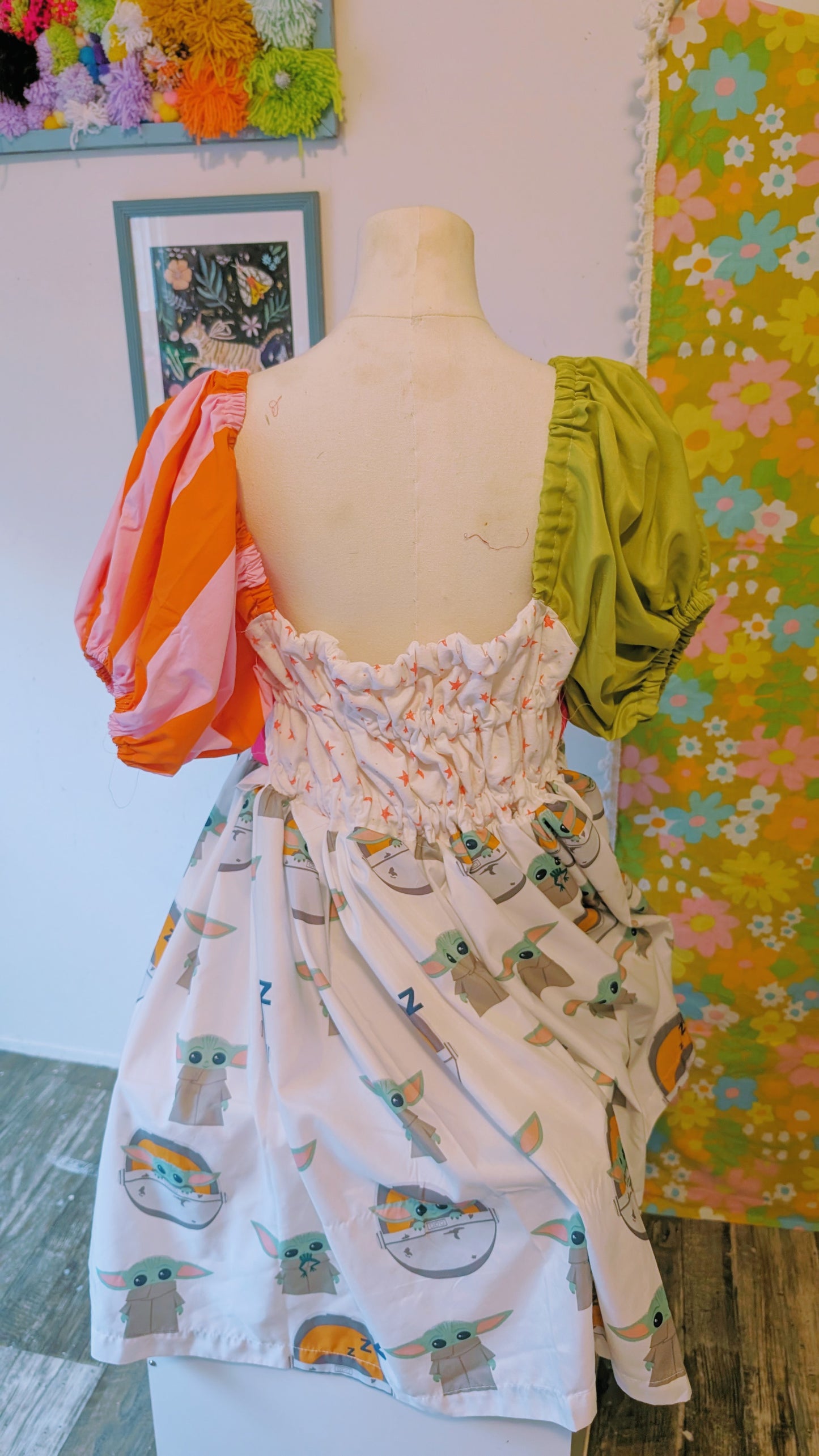 OOAK Handmade vintage textile dress size S/M
