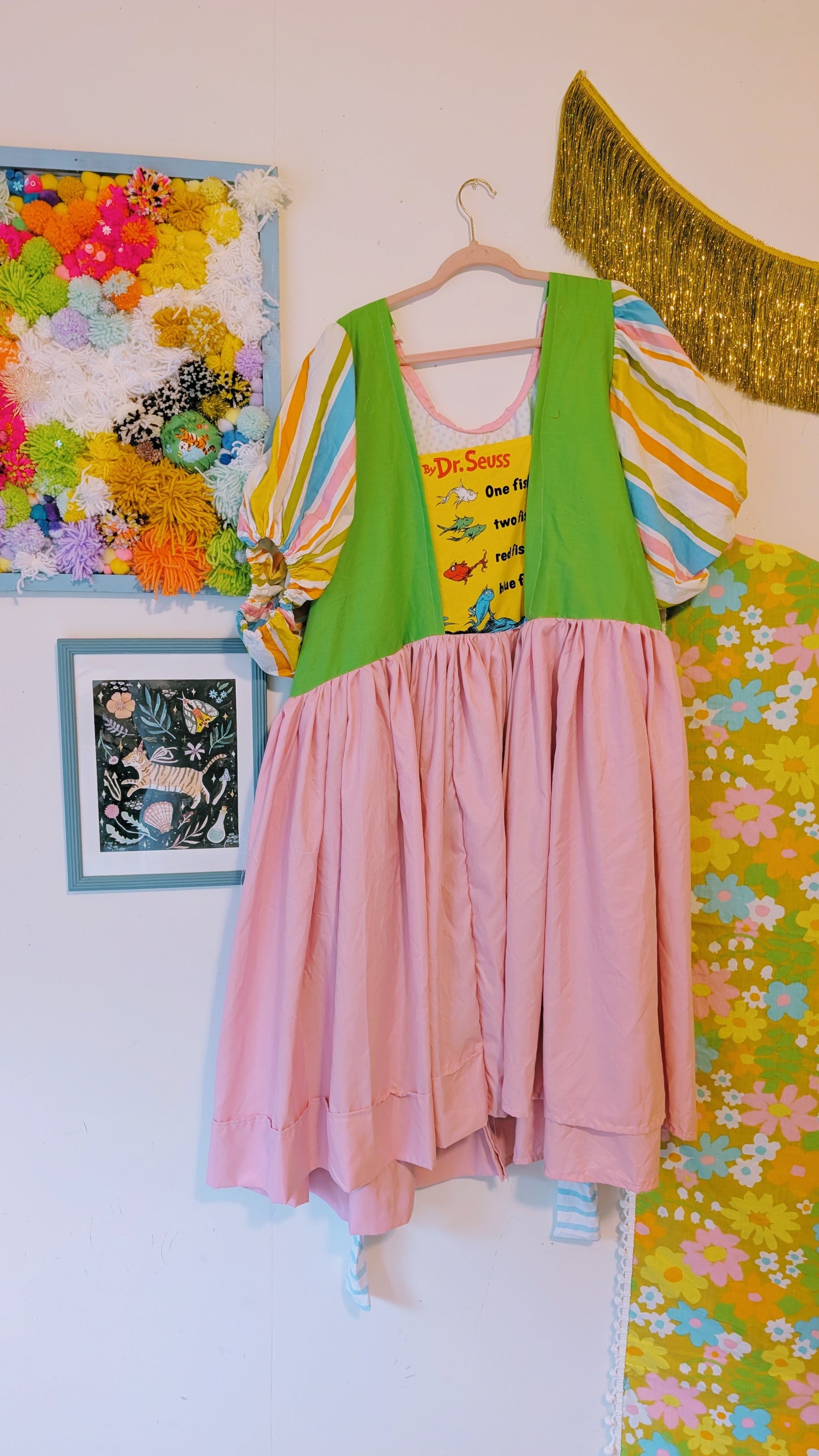 OOAK Handmade vintage textile dress size 4 X