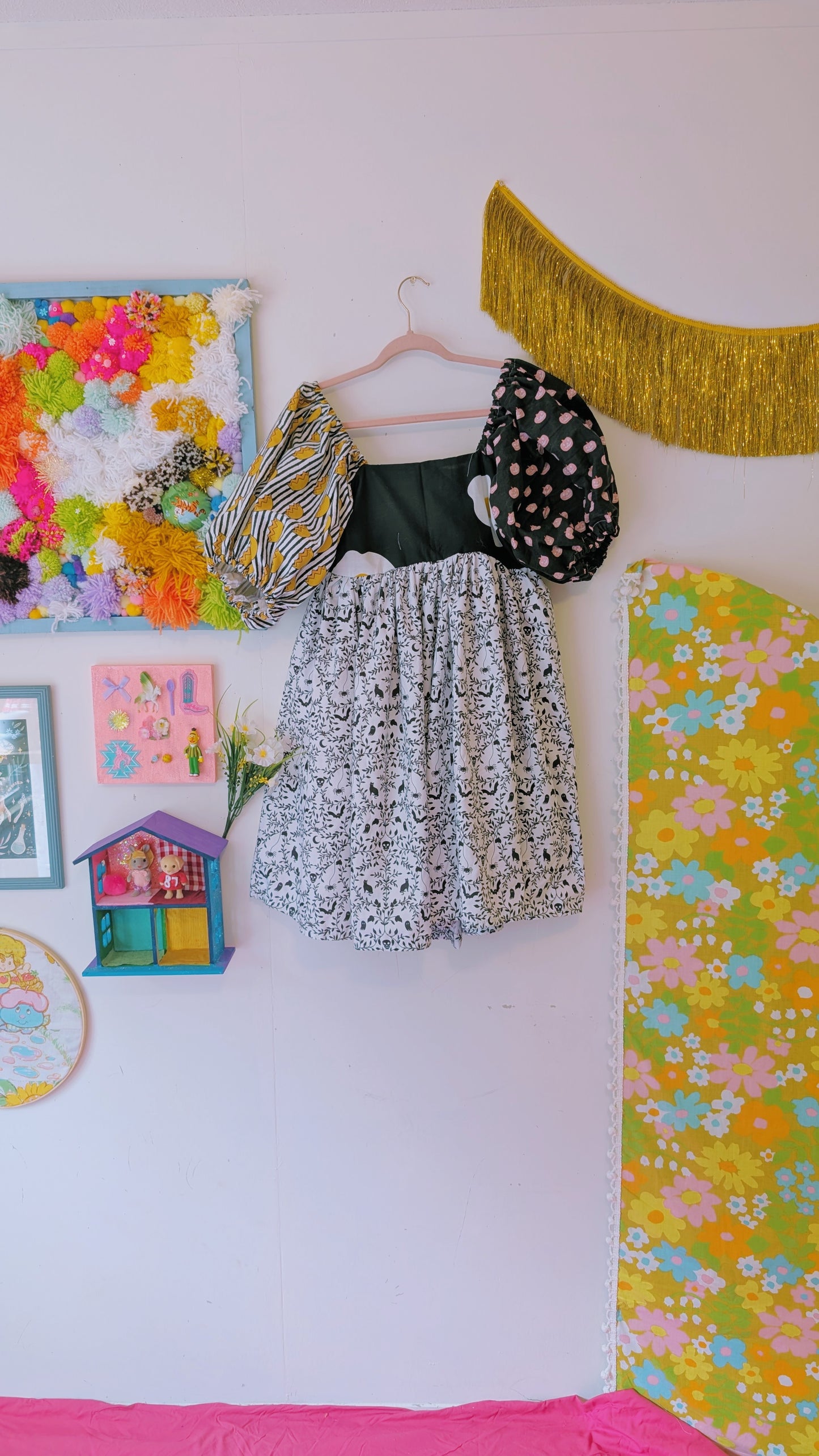 OOAK Handmade vintage textile dress size XS