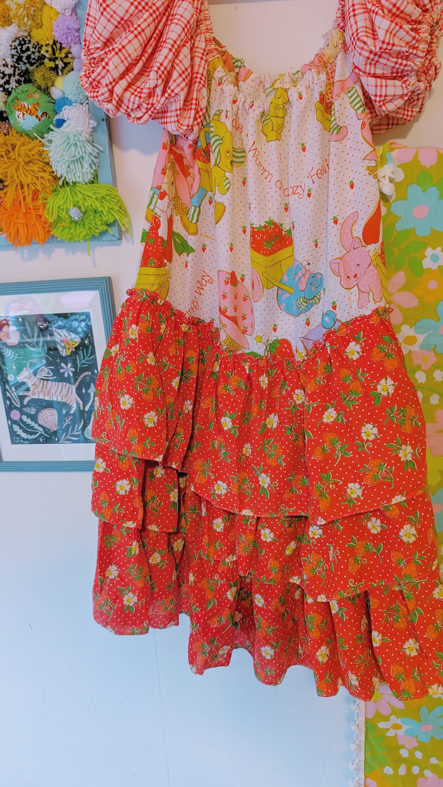 OOAK Handmade vintage textile dress size Lg