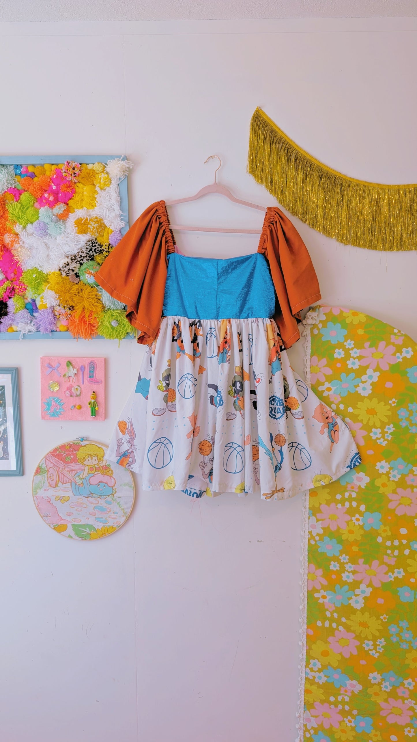 OOAK Handmade vintage textile dress size M