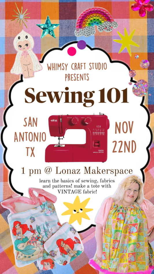🧵 Sewing 101: Vintage Fabric Tote Workshop! 🎀