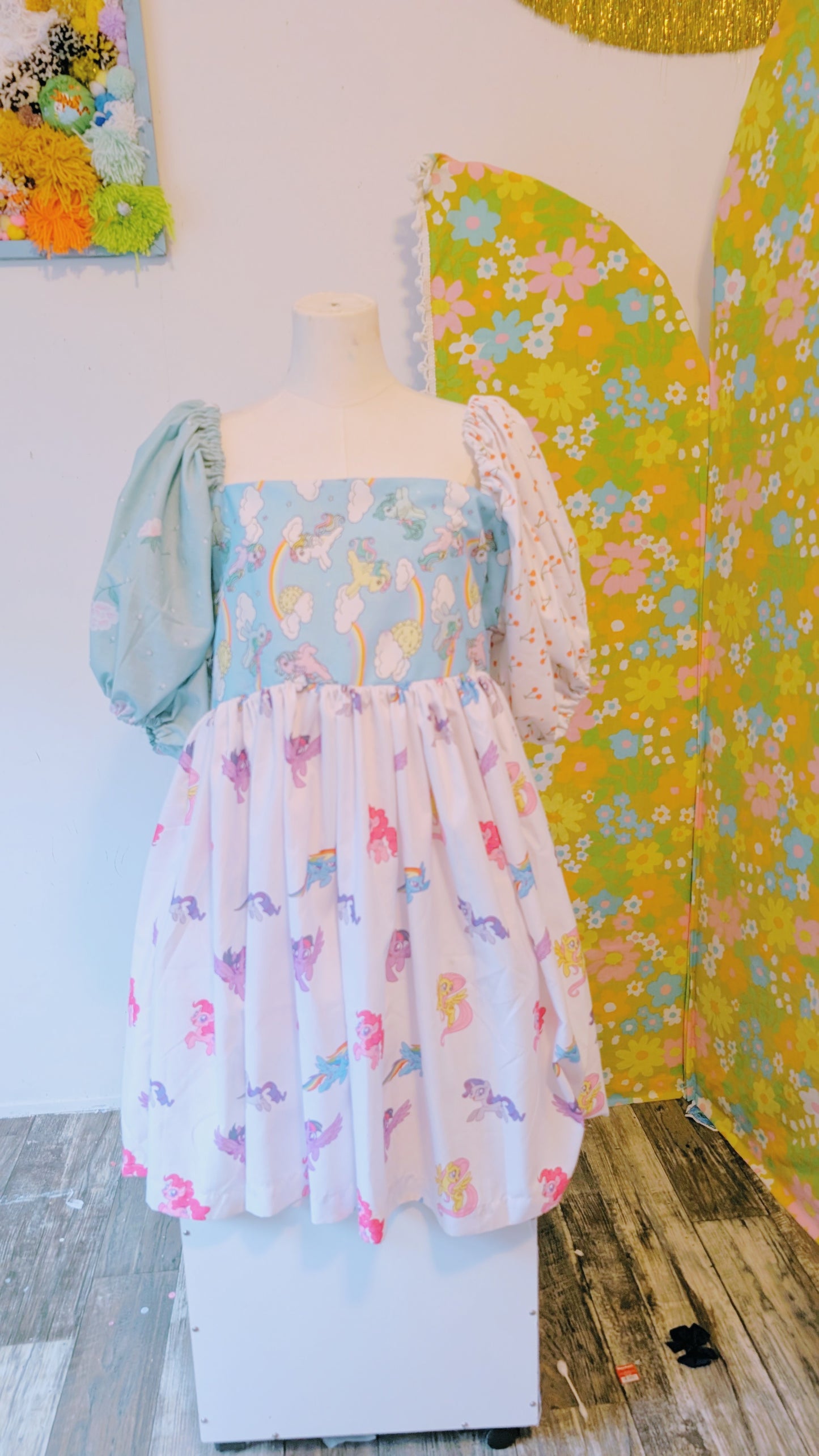 OOAK Handmade vintage textile dress size Lg
