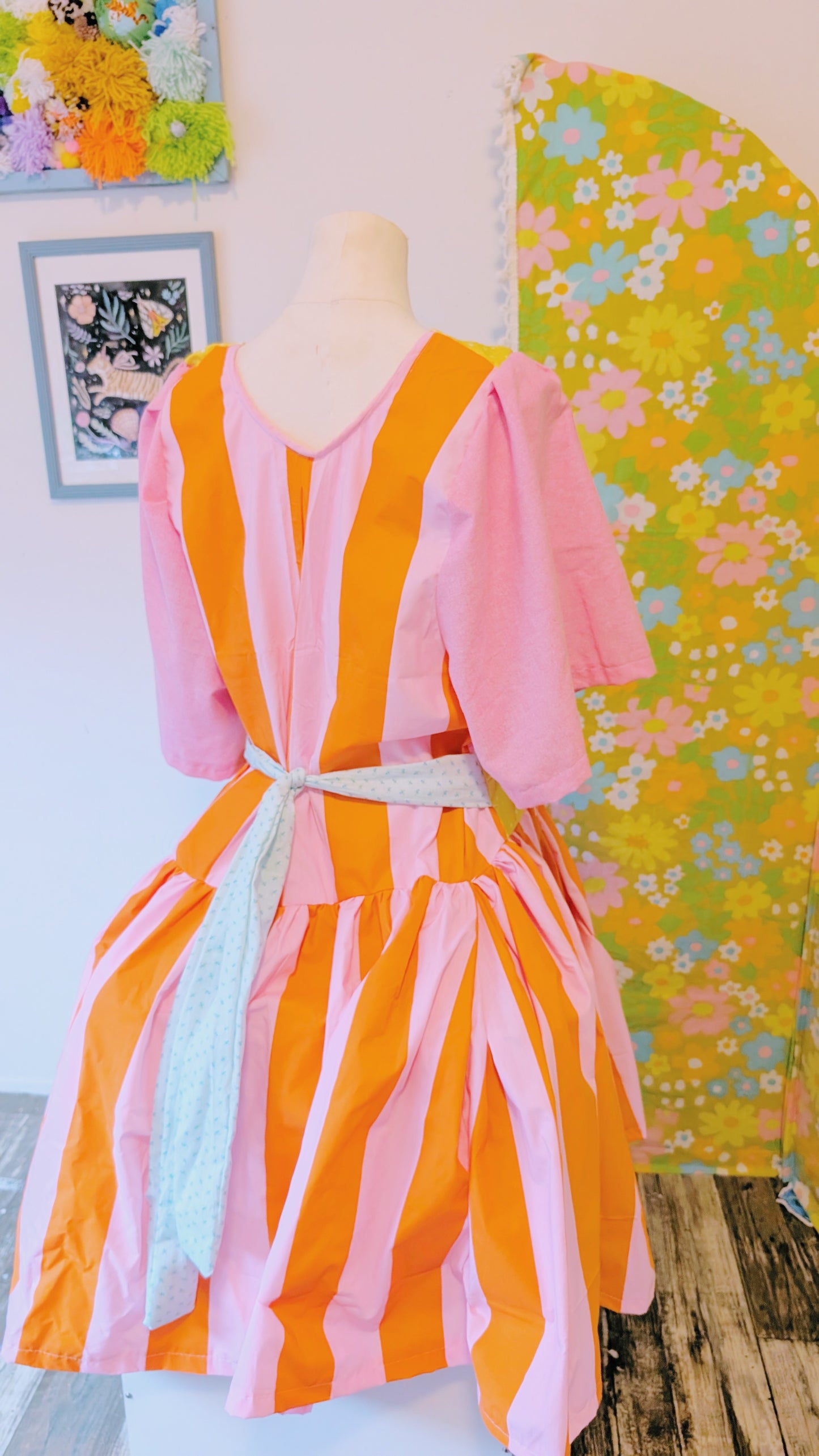 OOAK Handmade vintage textile dress size Medium