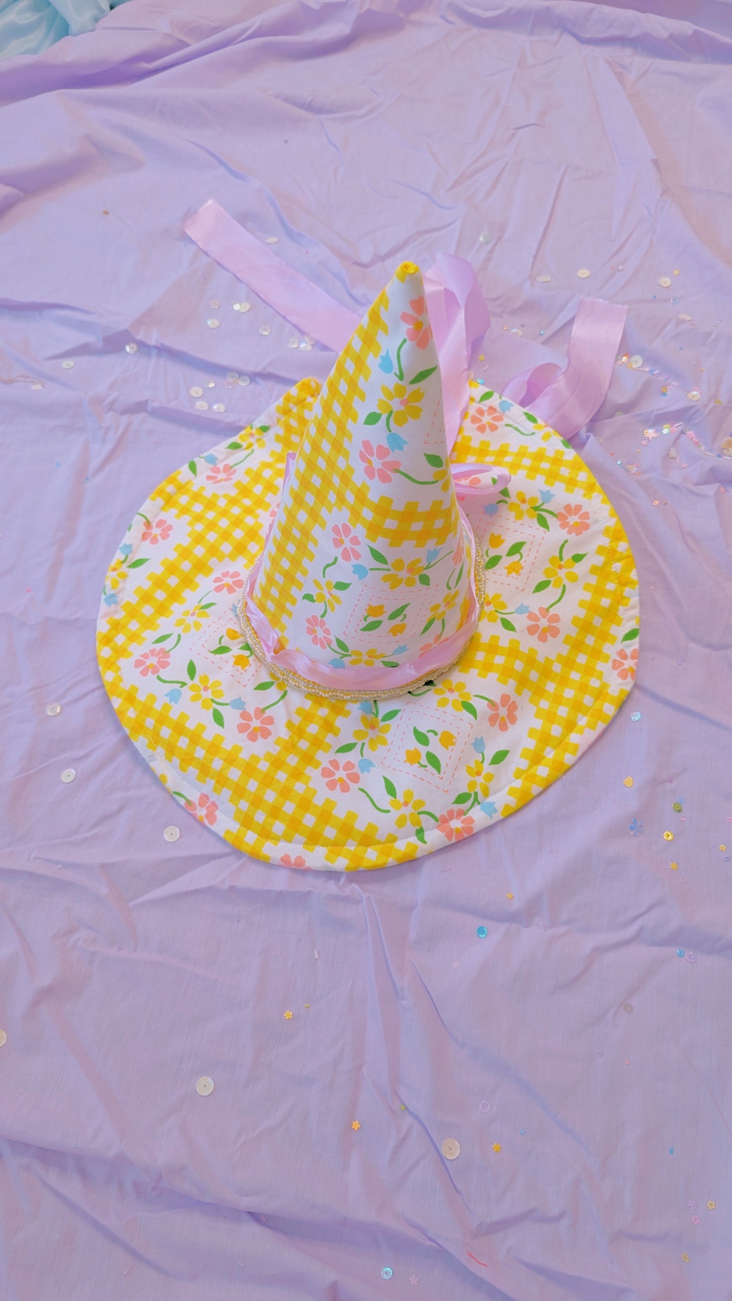 OOAK KIDS witch hat- yellow vintage