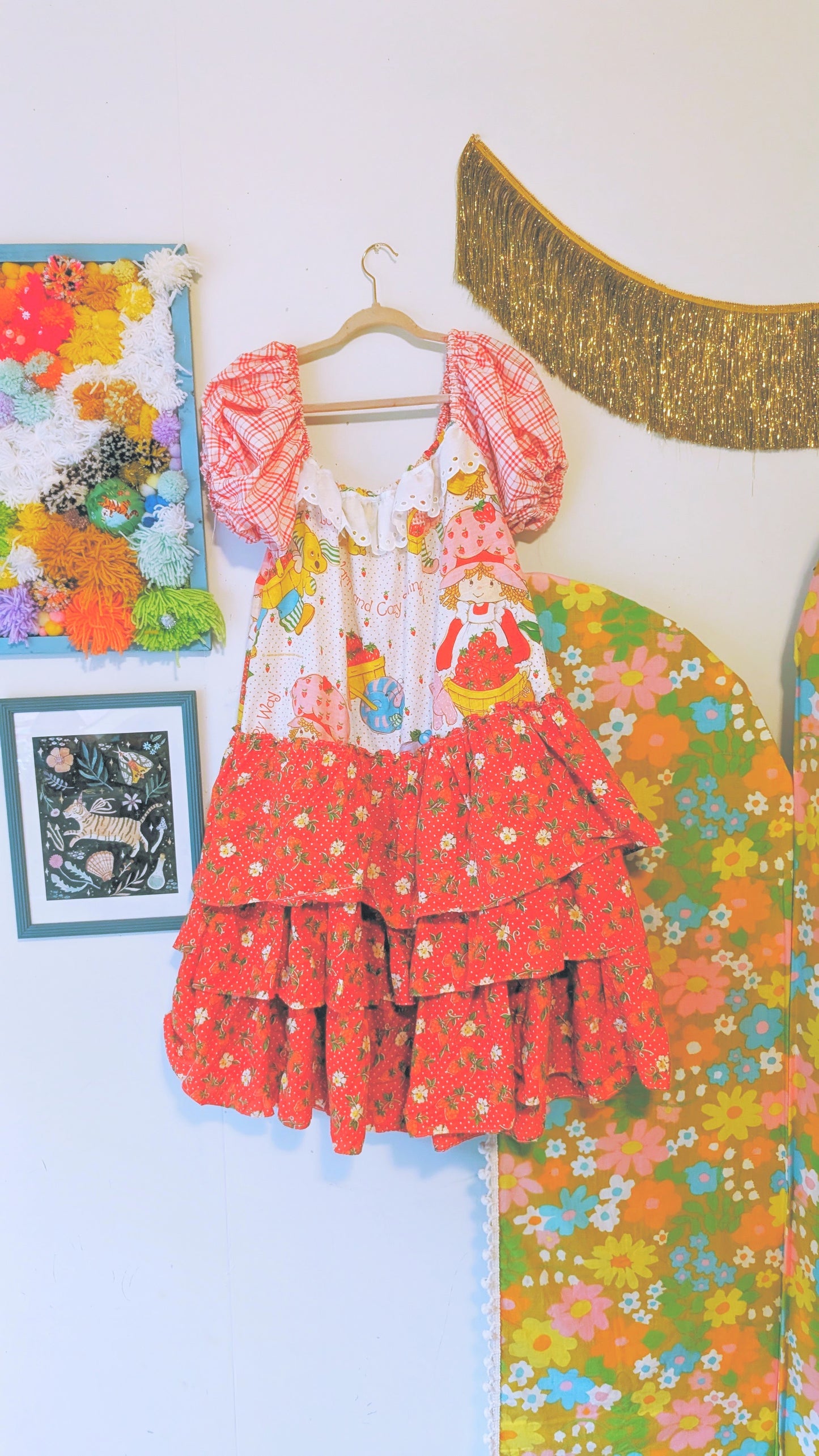 OOAK Handmade vintage textile dress size Lg