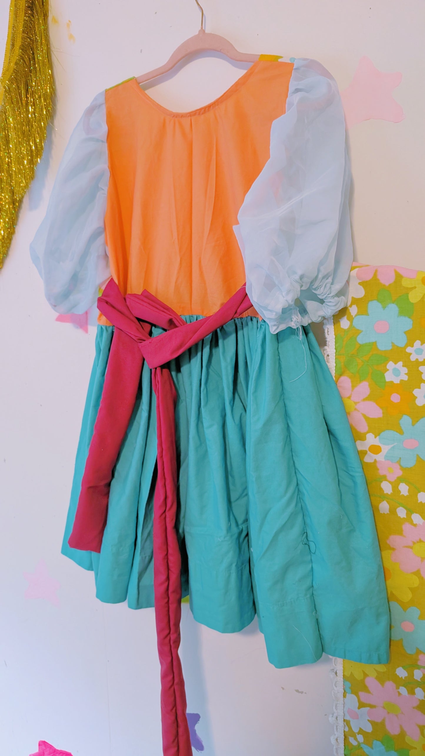 OOAK Handmade vintage textile dress size Sm