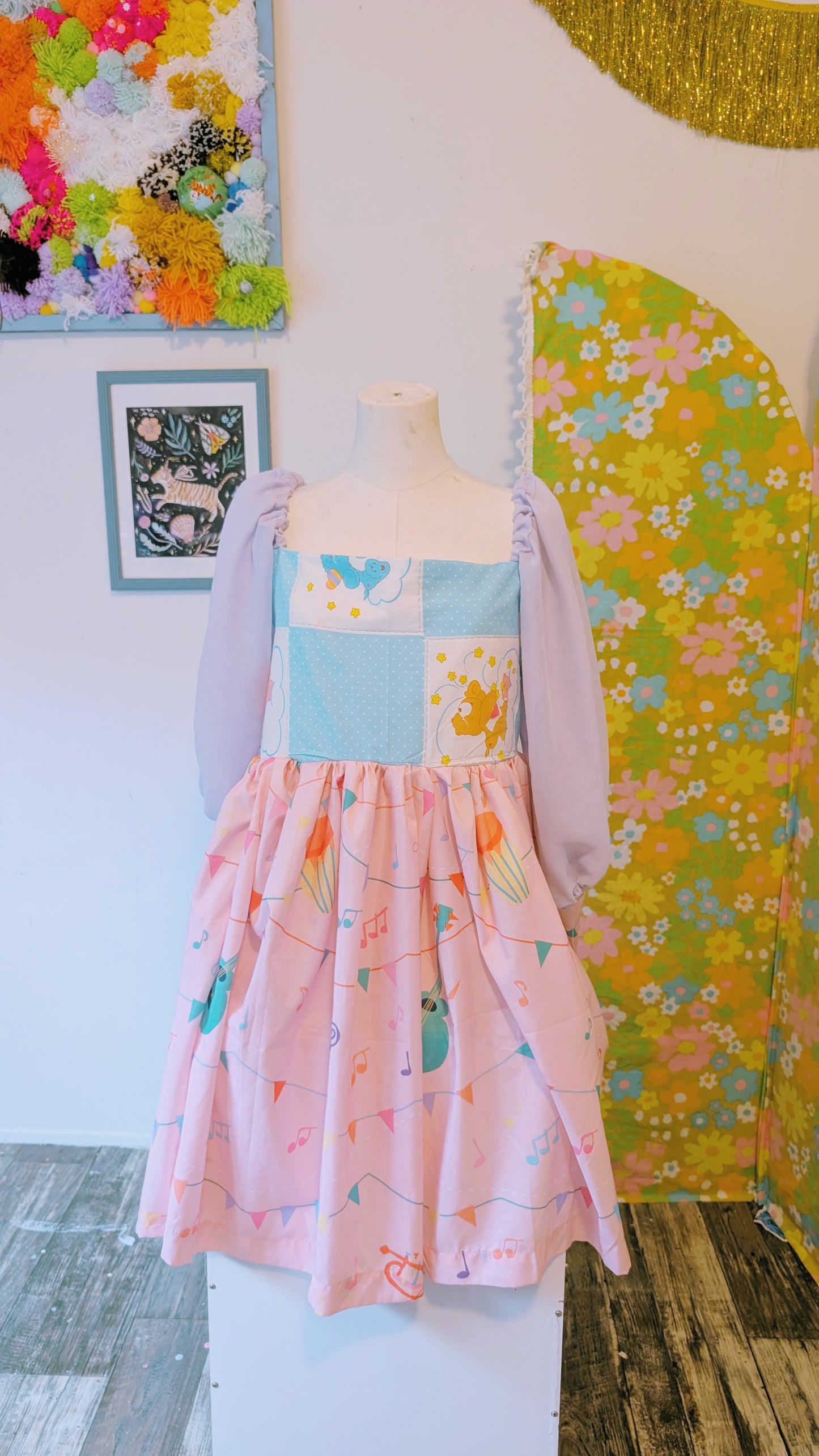 OOAK Handmade vintage textile dress size S/M