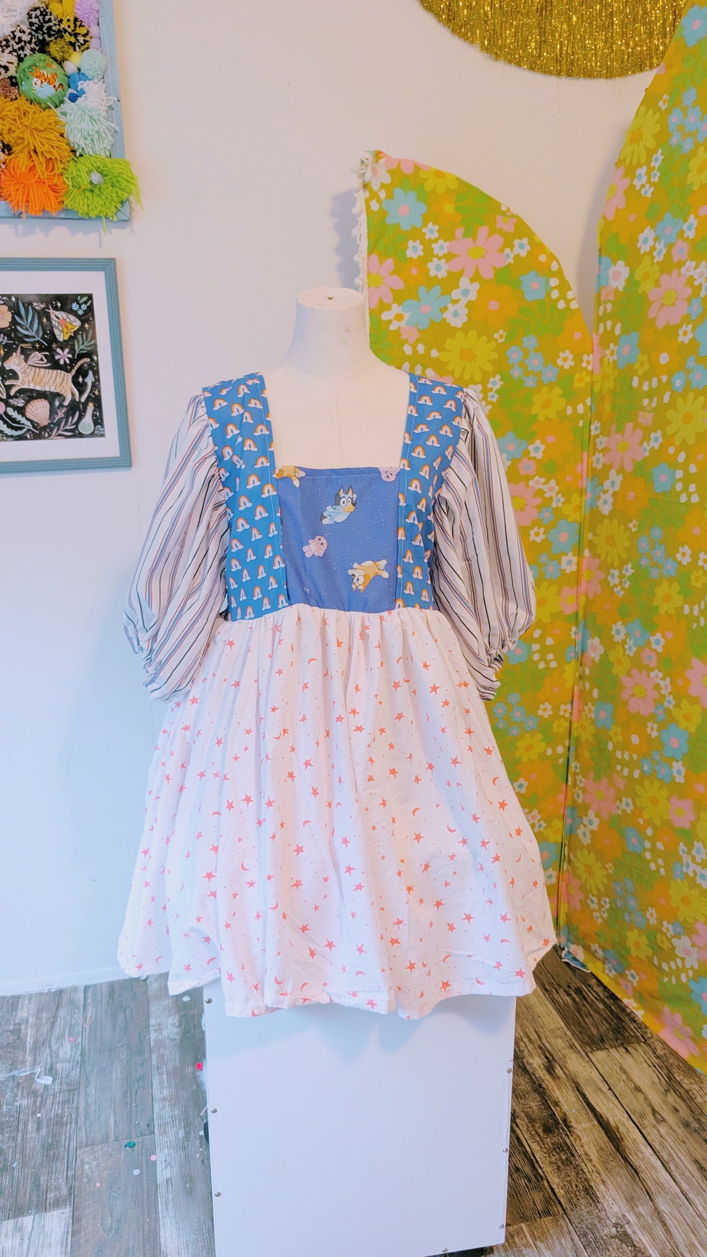 OOAK Handmade vintage textile dress size lg