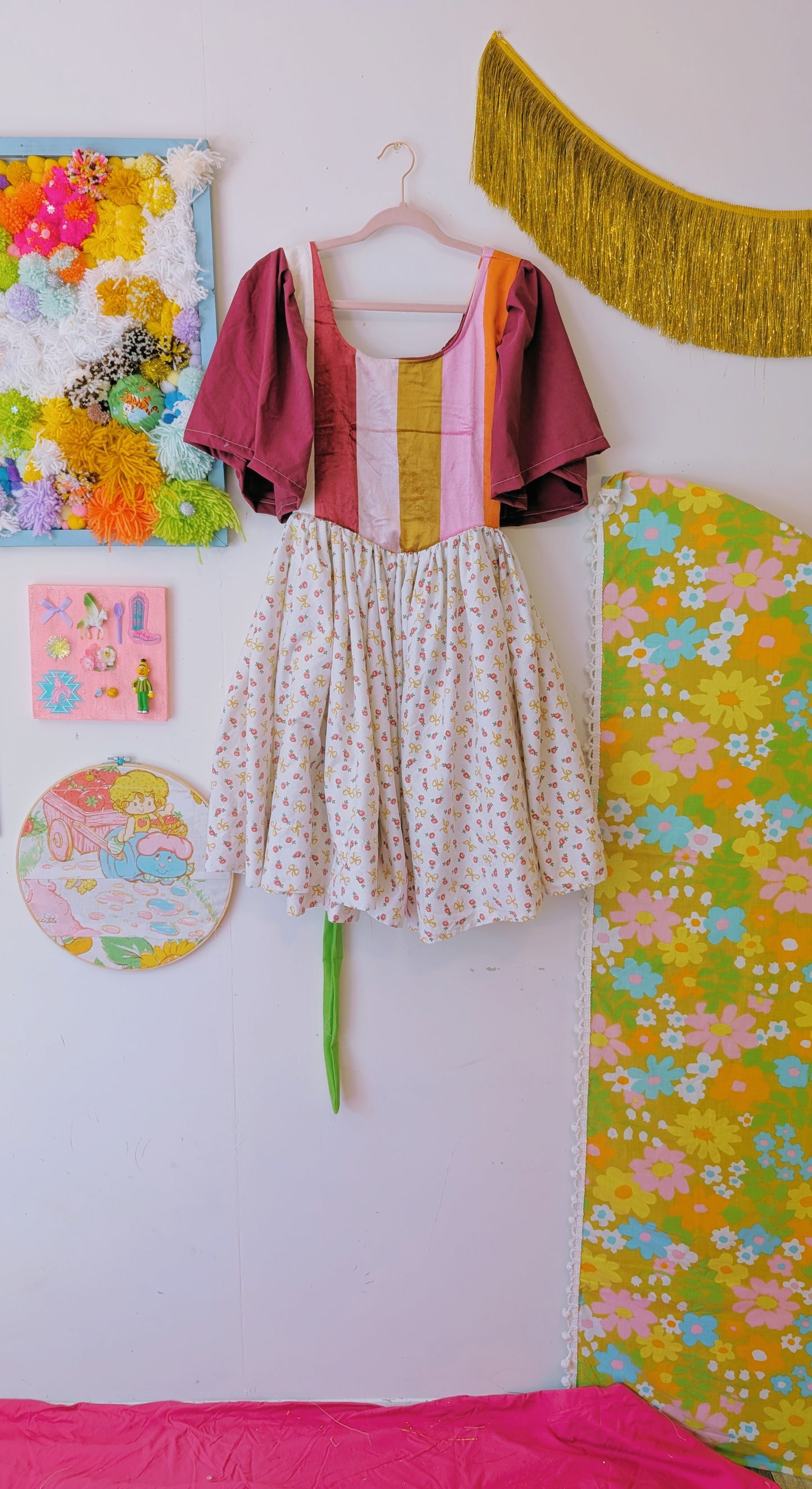 OOAK Handmade vintage textile dress size M