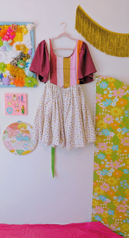 OOAK Handmade vintage textile dress size M